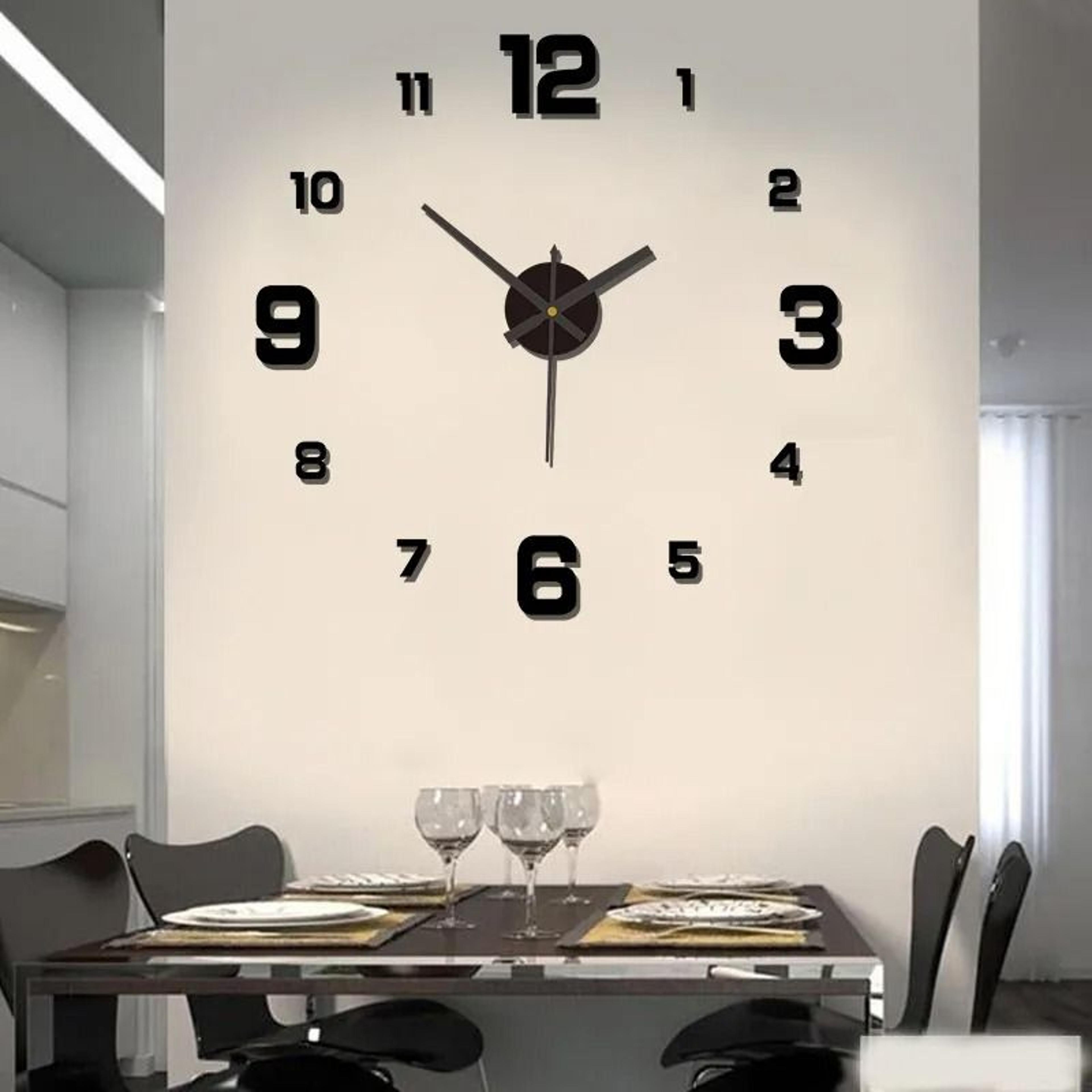 3d creative frameless diy wall hanging clock – modern mute digital sticker clock for home & office decor