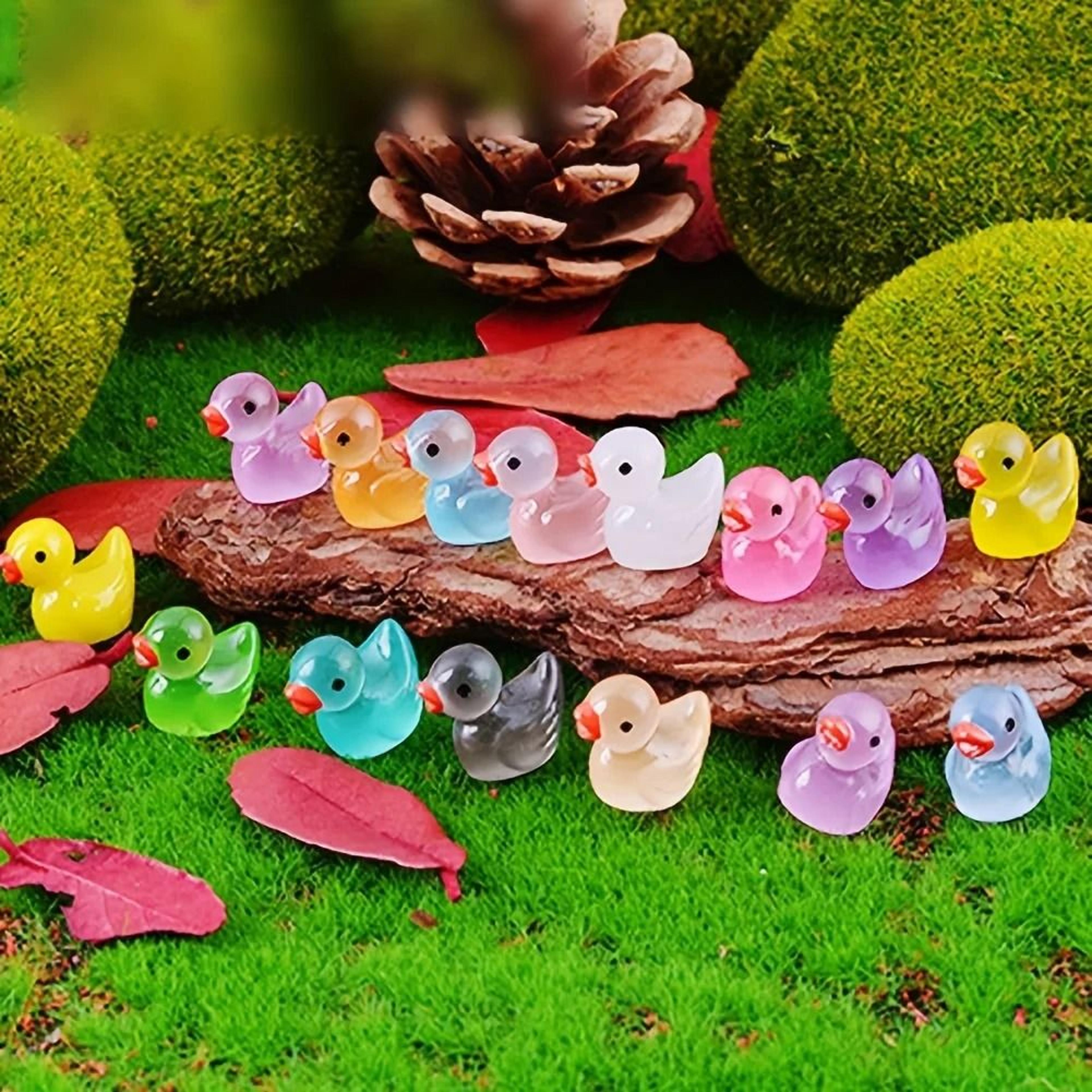 Luminous Mini Duck Micro Landscape Figurines 3060100 Pack  Glow In The Dark Miniature Fairy Garden  4
