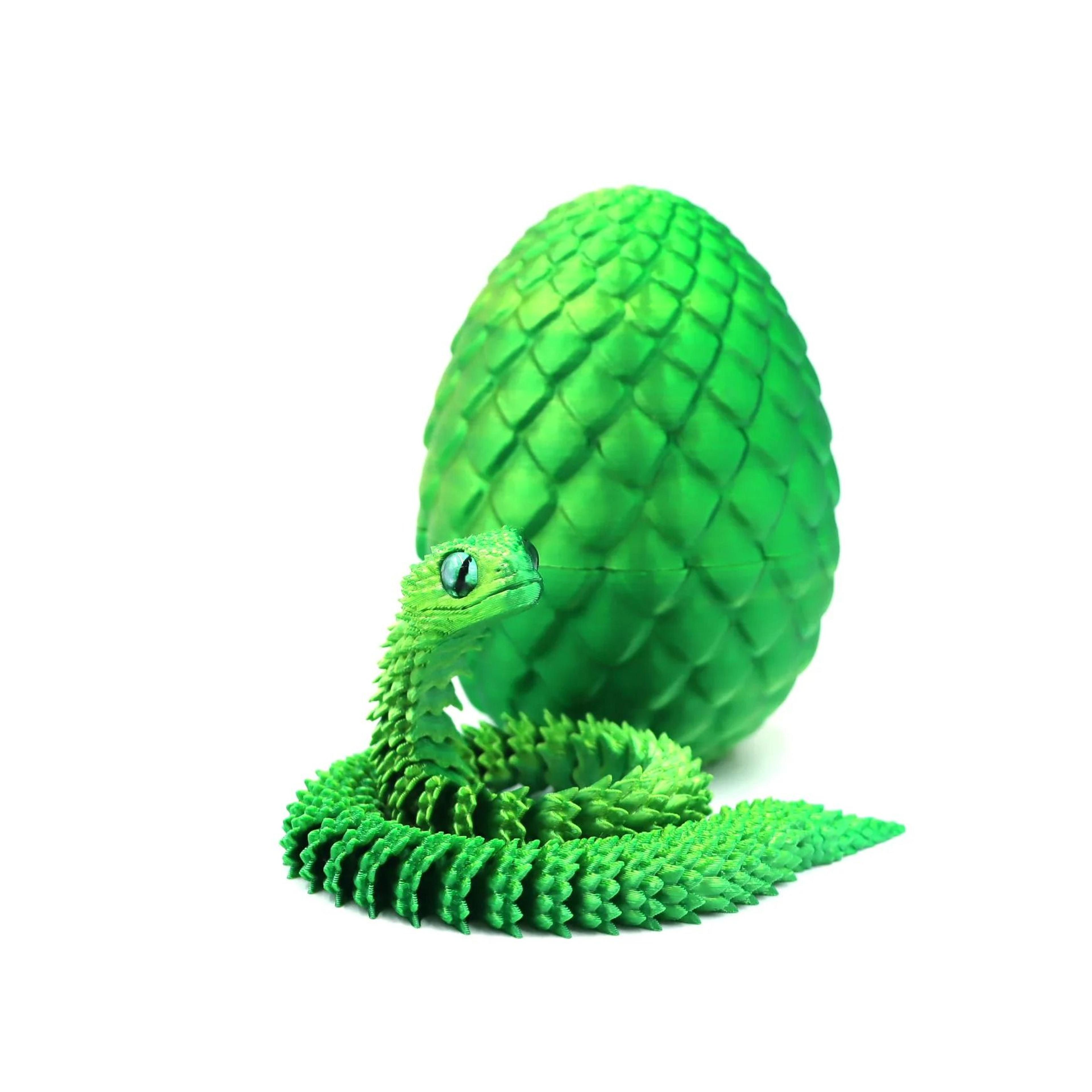 3D Printed Hatching Snake In Rotating Egg 12 In  30 Cm  Articulated Anime Snake Figure  Modern Desk 6