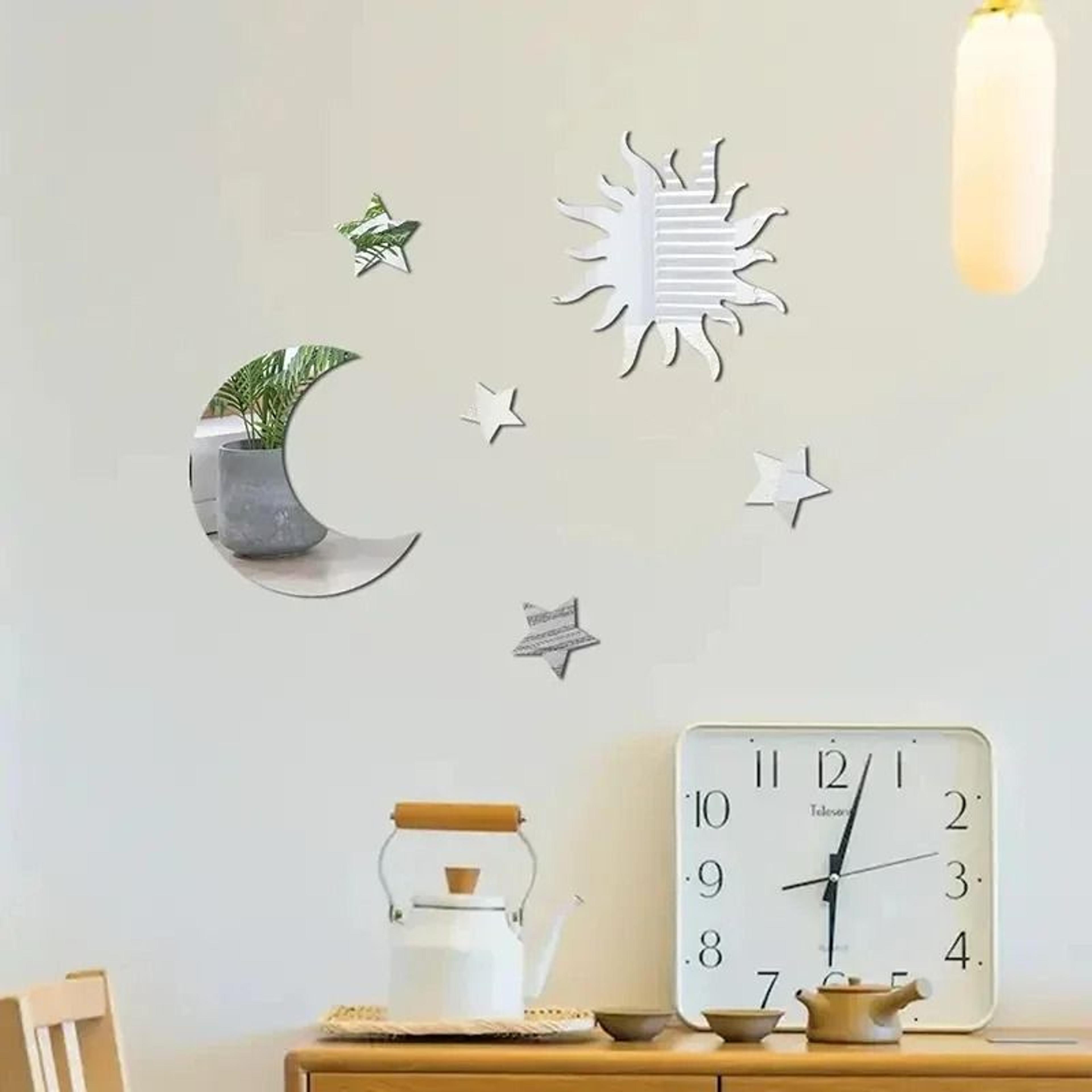 6 PCS Star  Moon Combination Mirror Wall Stickers  Acrylic Decal Set For Bedroom Living Room  Holid 5