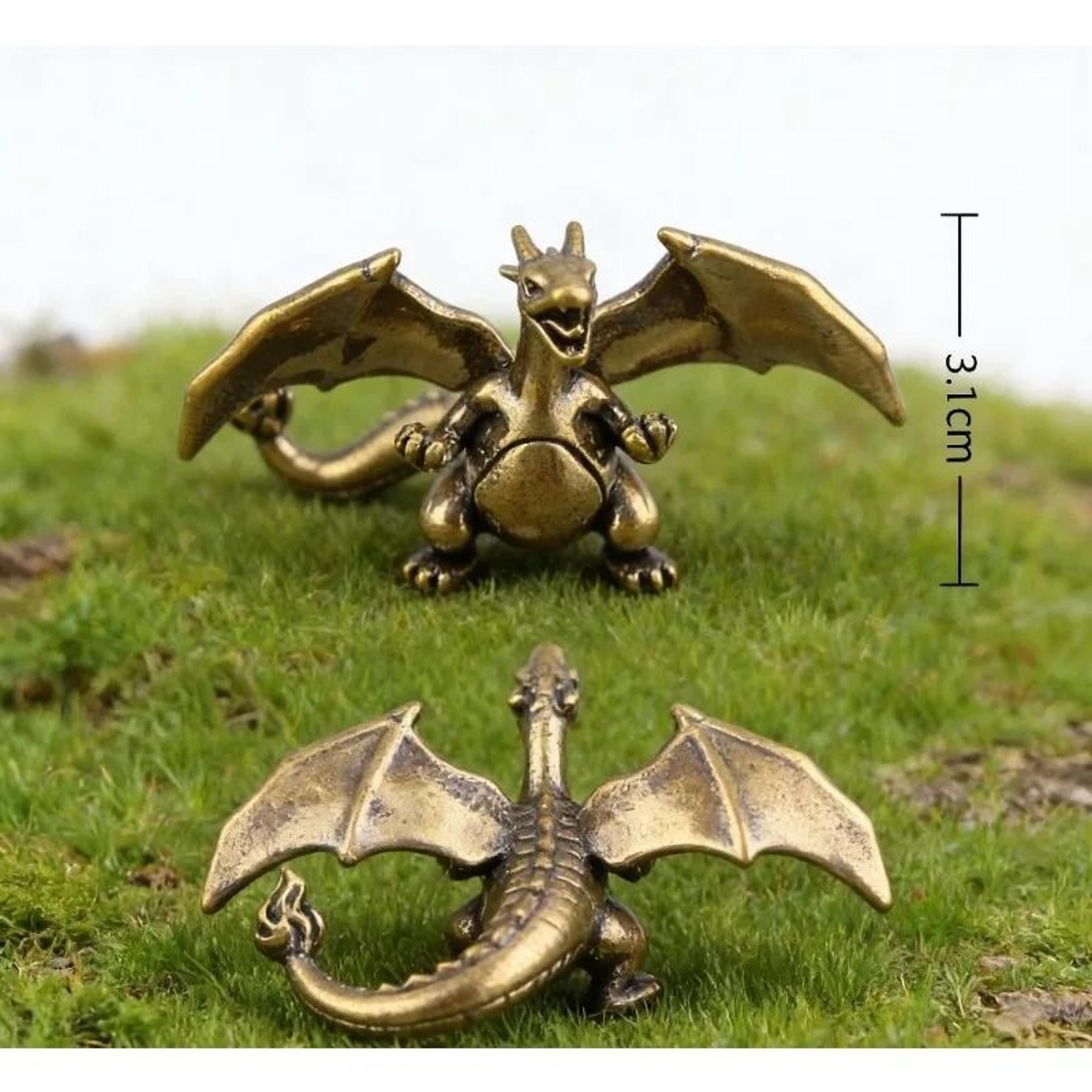 Vintage Brass Roaring Flying Dragon Small Statue  Mini Animal Figurine  Lucky Desktop Decor Craft A 2