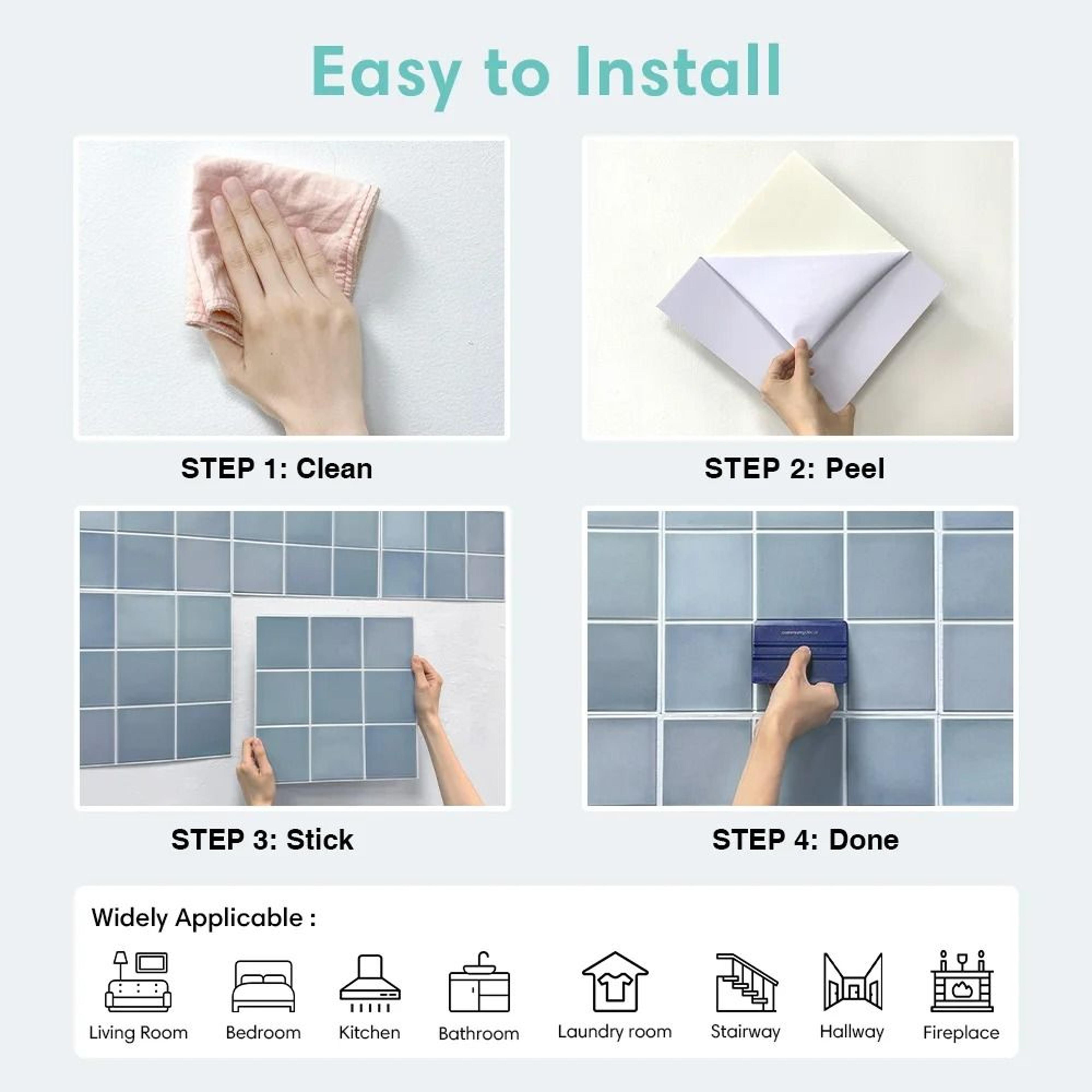 3D Self Adhesive Tile Wall Stickers  Waterproof  Mold Resistant Wall Decals For Kitchen  Bathroom 3