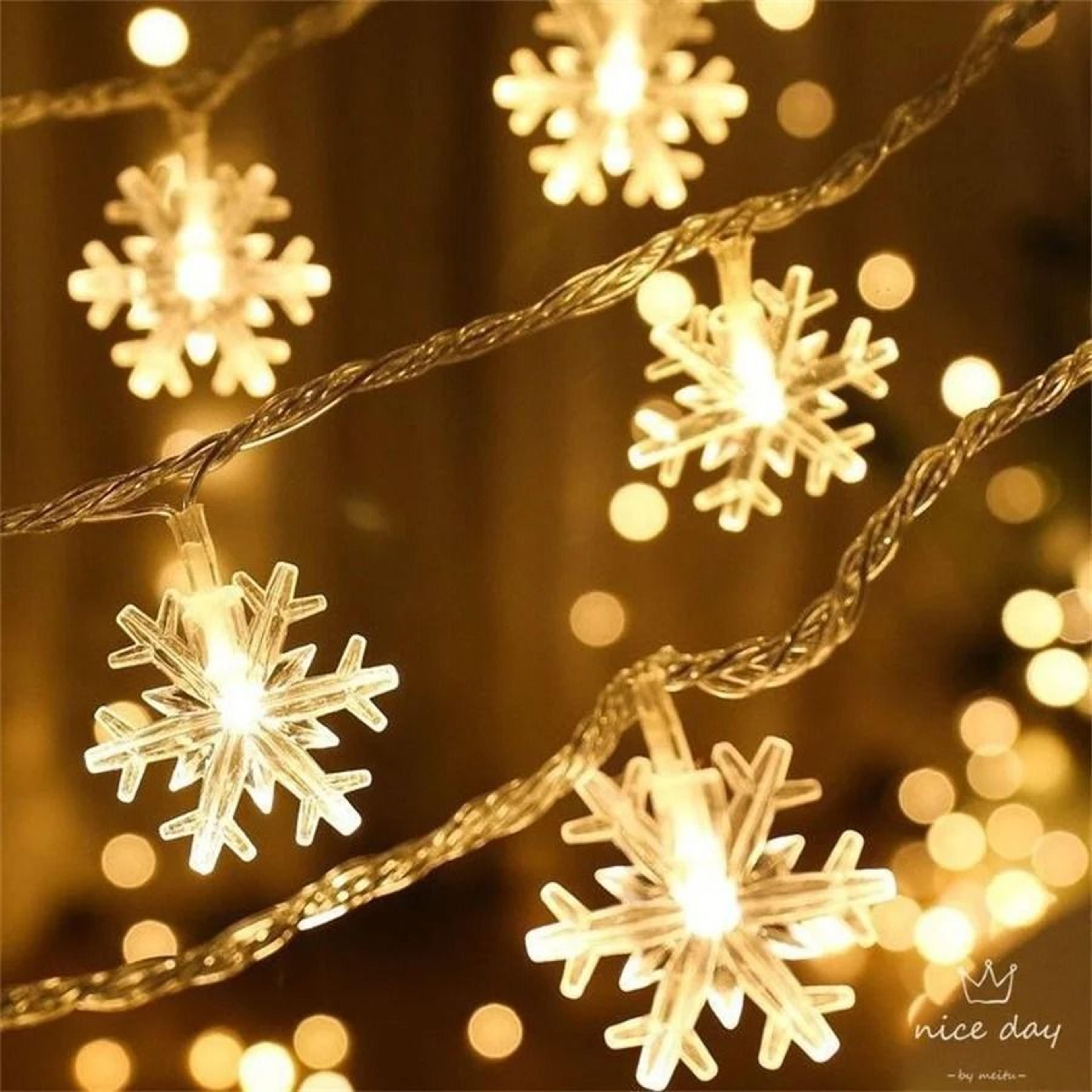 Snowflake LED String Lights  Battery  USB Powered Christmas Fairy Lights For Tree  Holiday Decor 7