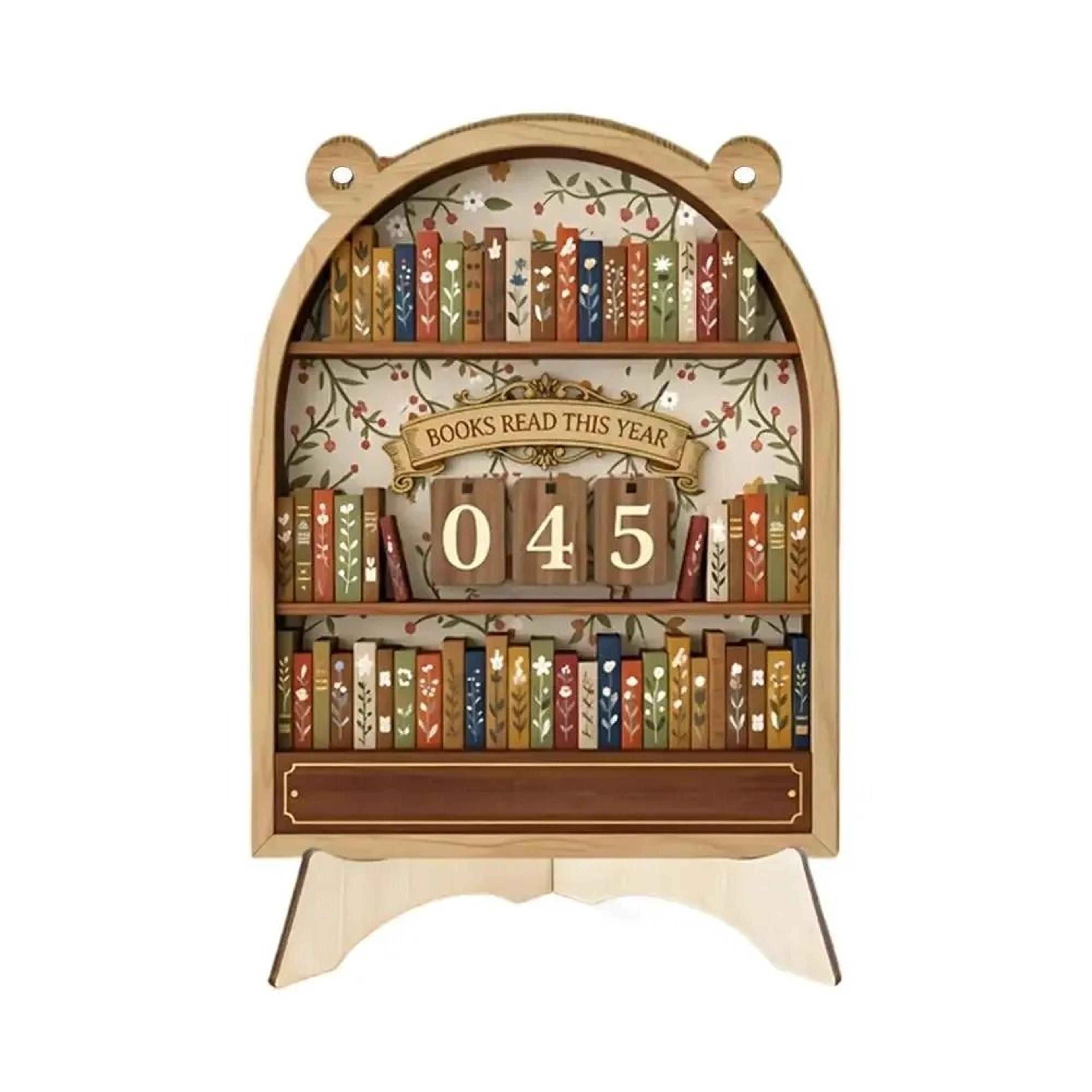 Vintage Wooden Reading Tracker Up To 999 Books Retro Desk Ornament And Bookworm Gift 7