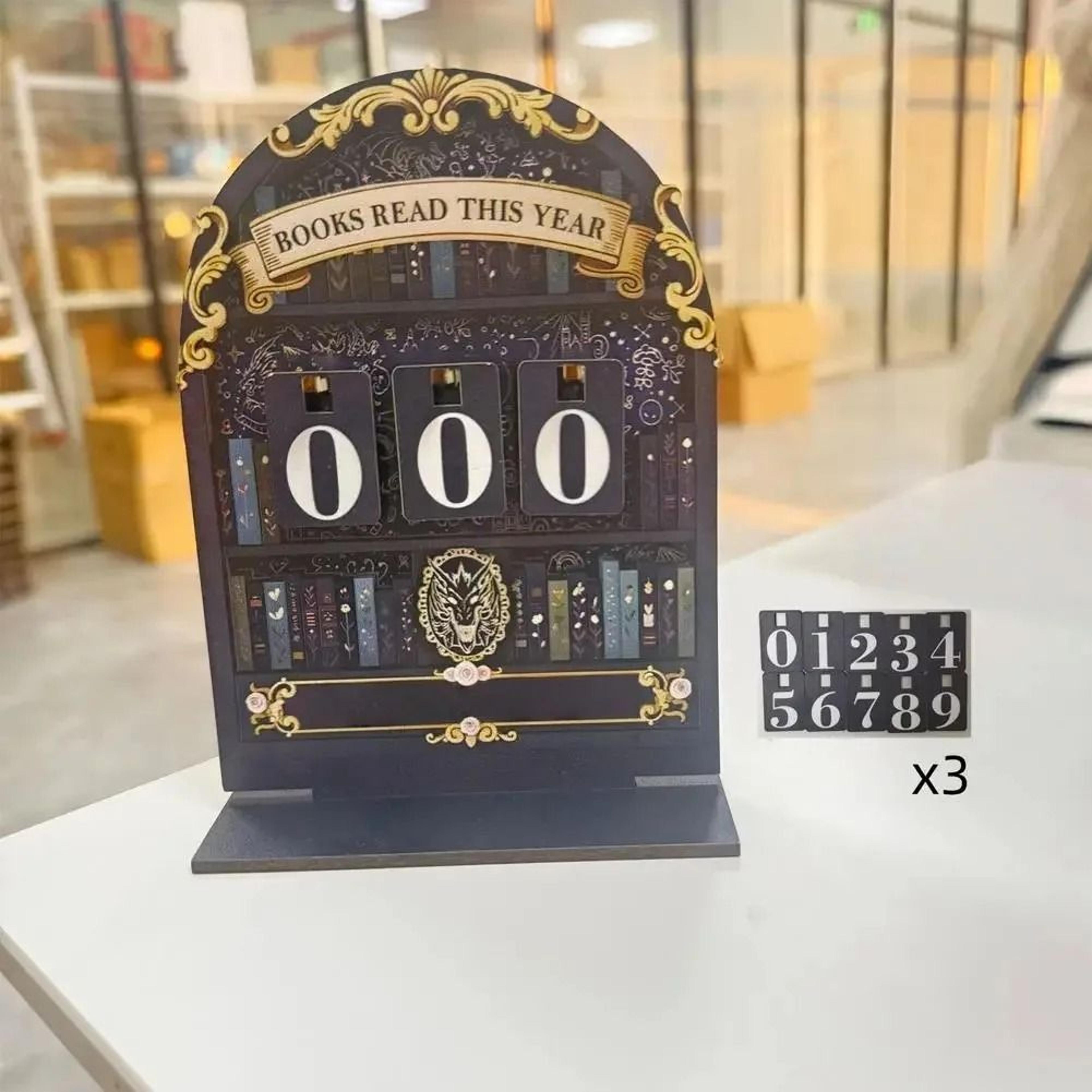 Vintage Wooden Reading Tracker Up To 999 Books Retro Desk Ornament And Bookworm Gift 4