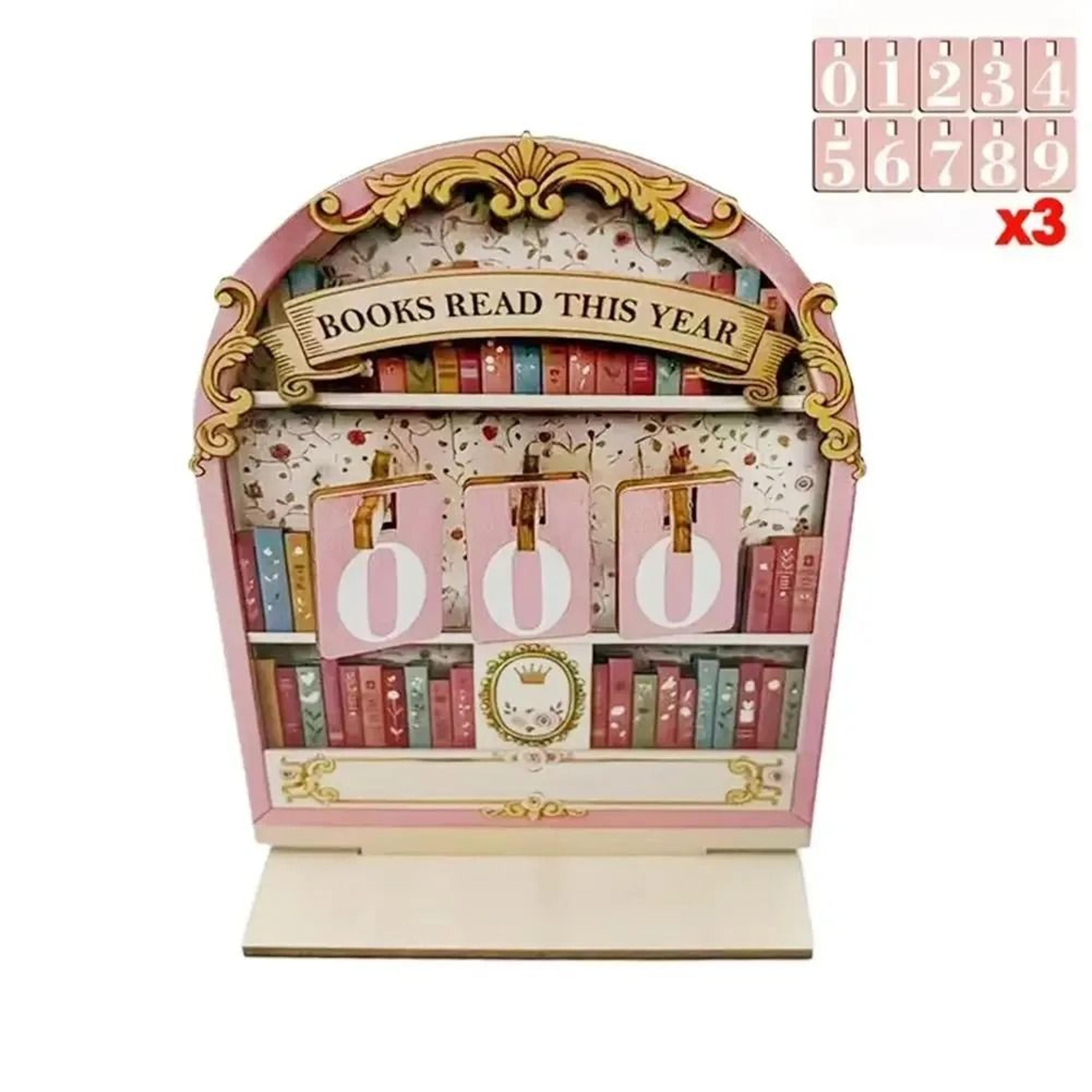 Vintage Wooden Reading Tracker Up To 999 Books Retro Desk Ornament And Bookworm Gift 9