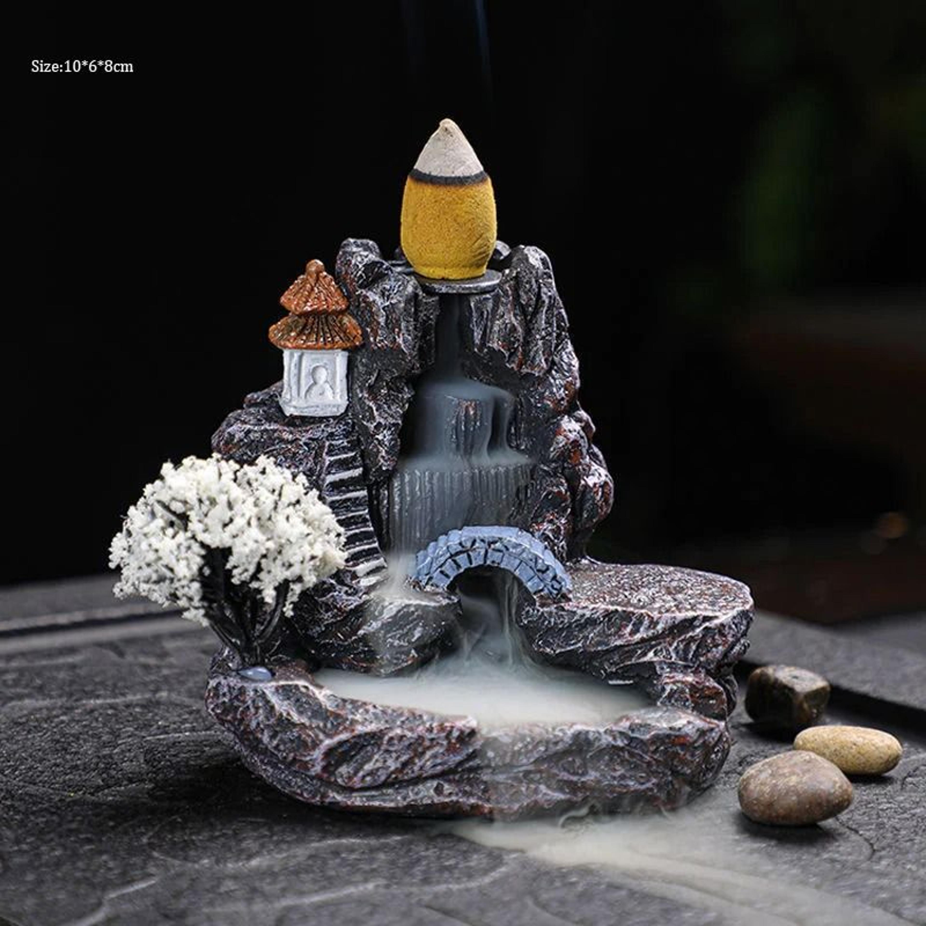 Backflow Incense Holder Waterfall Burner Aromatherapy Desk Ornament With Cascading Smoke Effect And 8