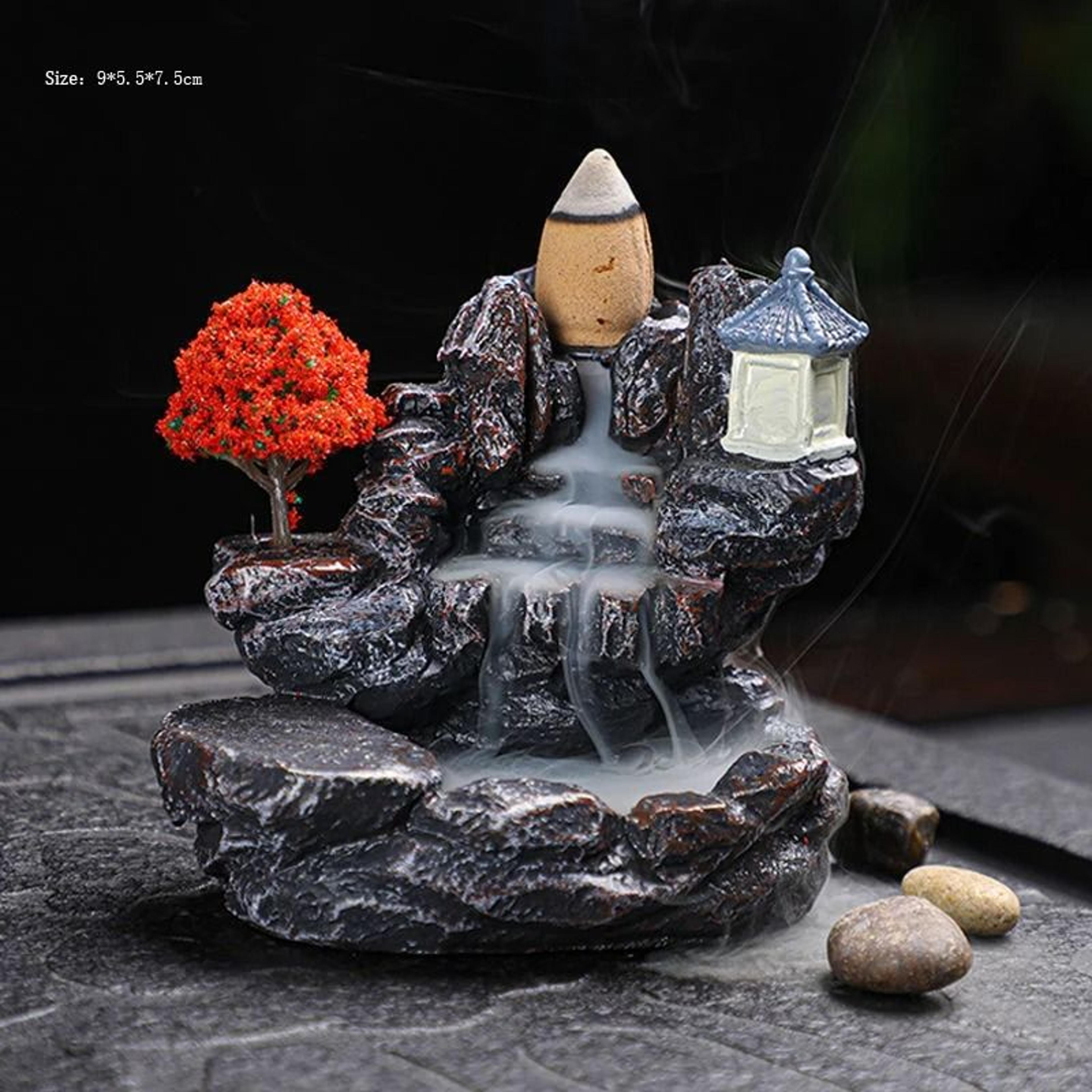 Backflow Incense Holder Waterfall Burner Aromatherapy Desk Ornament With Cascading Smoke Effect And 6