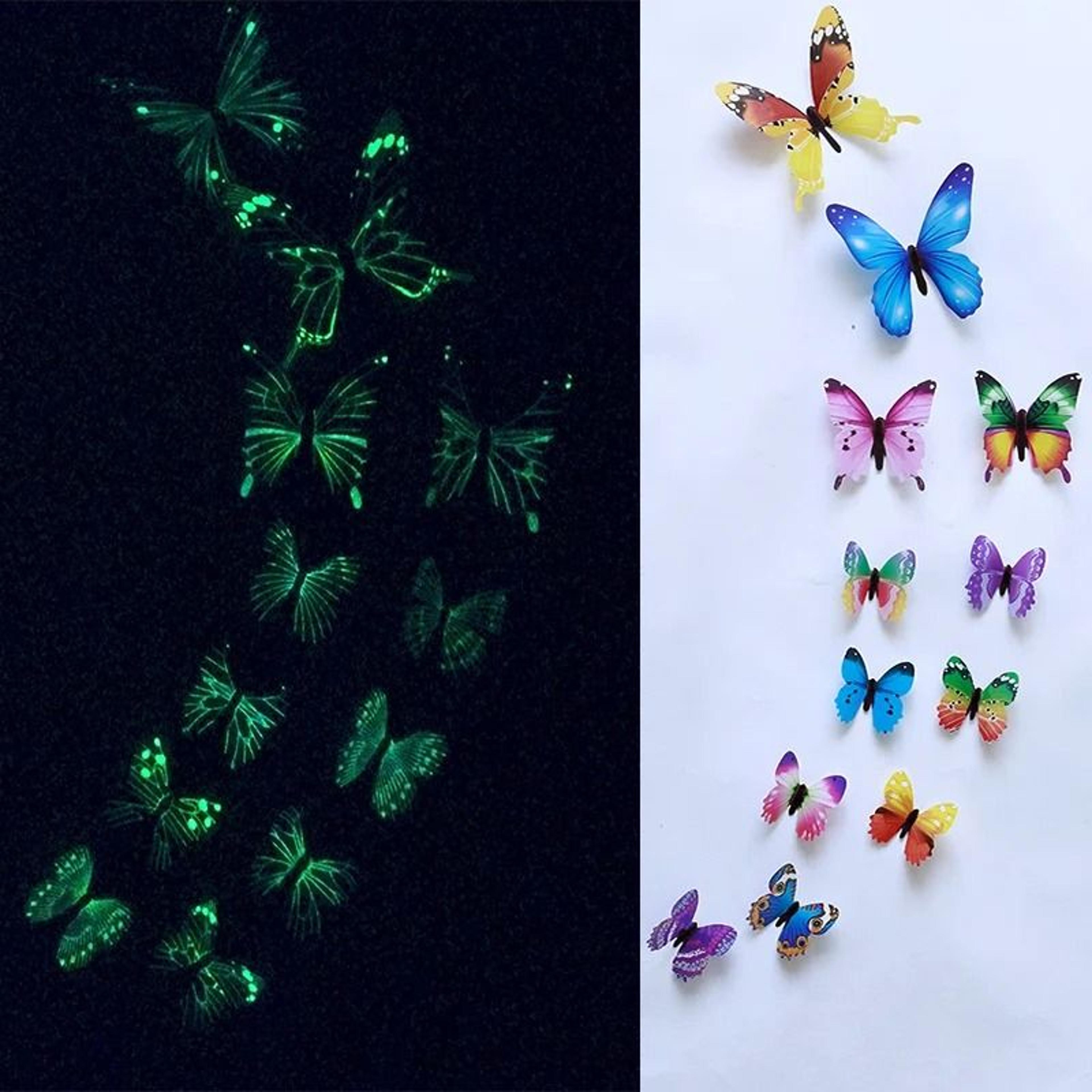 12pcs luminous 3d butterfly wall stickers glow in the dark decals for home living room wedding and party decor