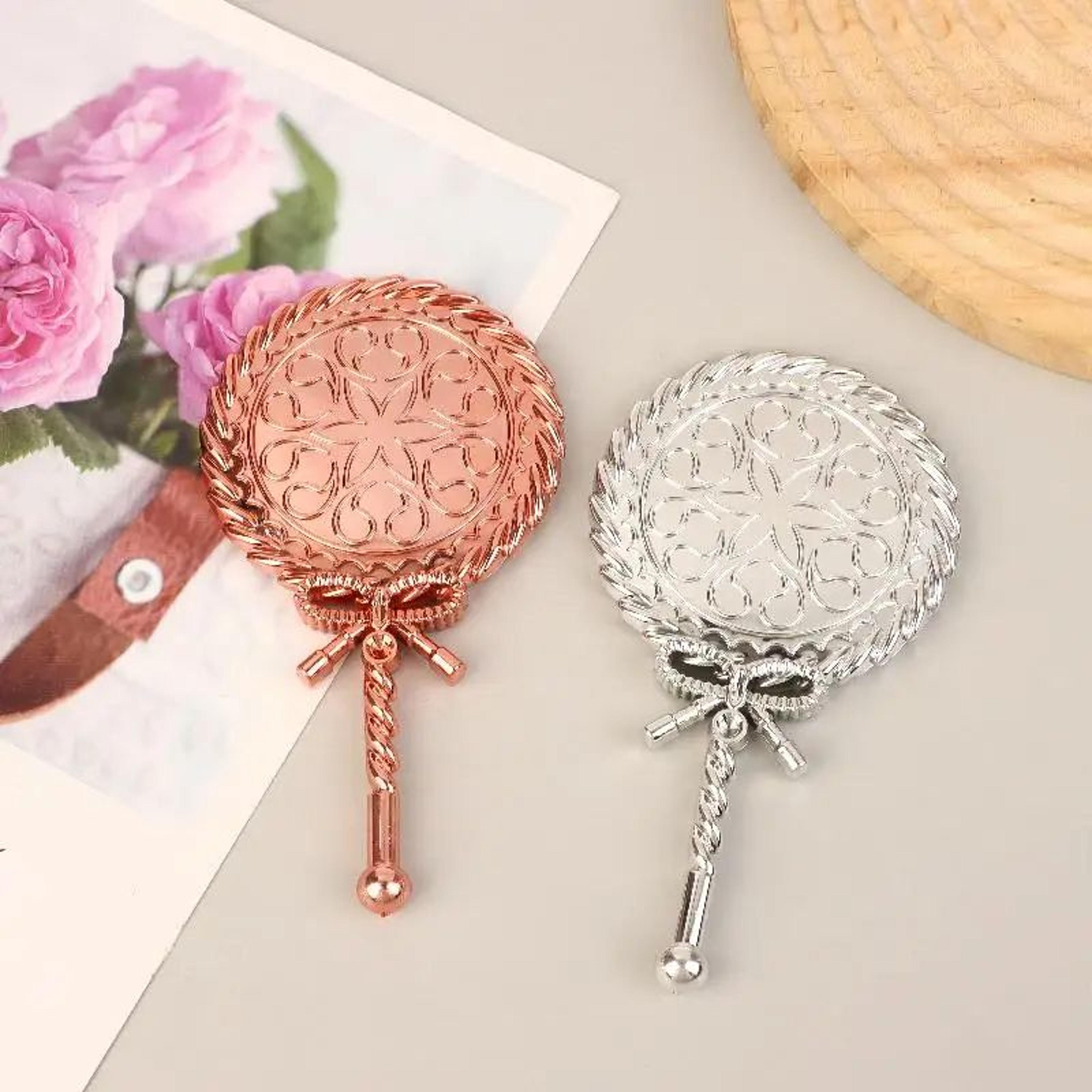 Handheld Makeup Mirror Round Portable Cosmetic Mirror European Style Pocket Vanity Mirror For Dress 5