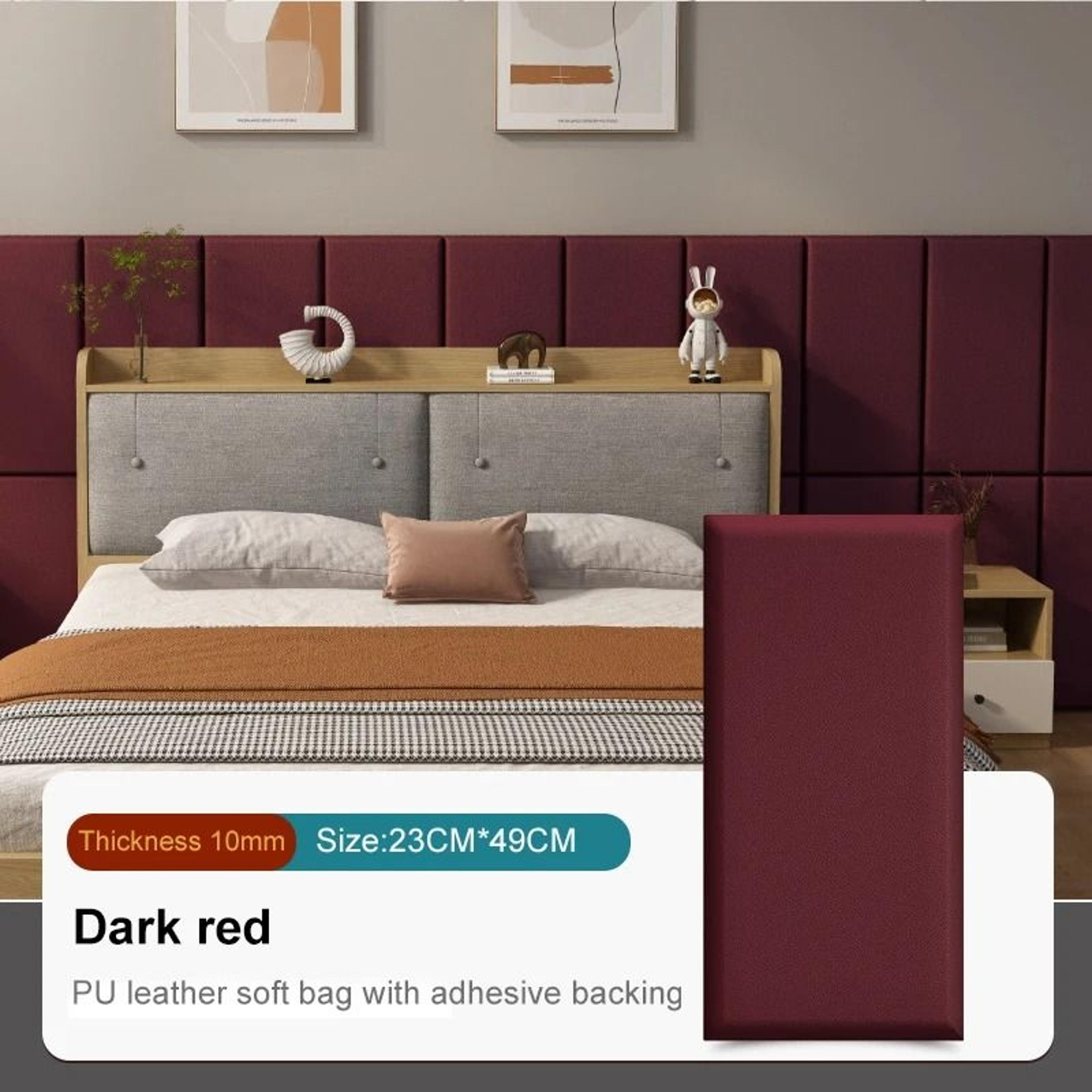 5 Pcs 3D Anti Collision Wall Padding Peel And Stick Upholstered Panels Soft PU Leather Headboard Fo 11