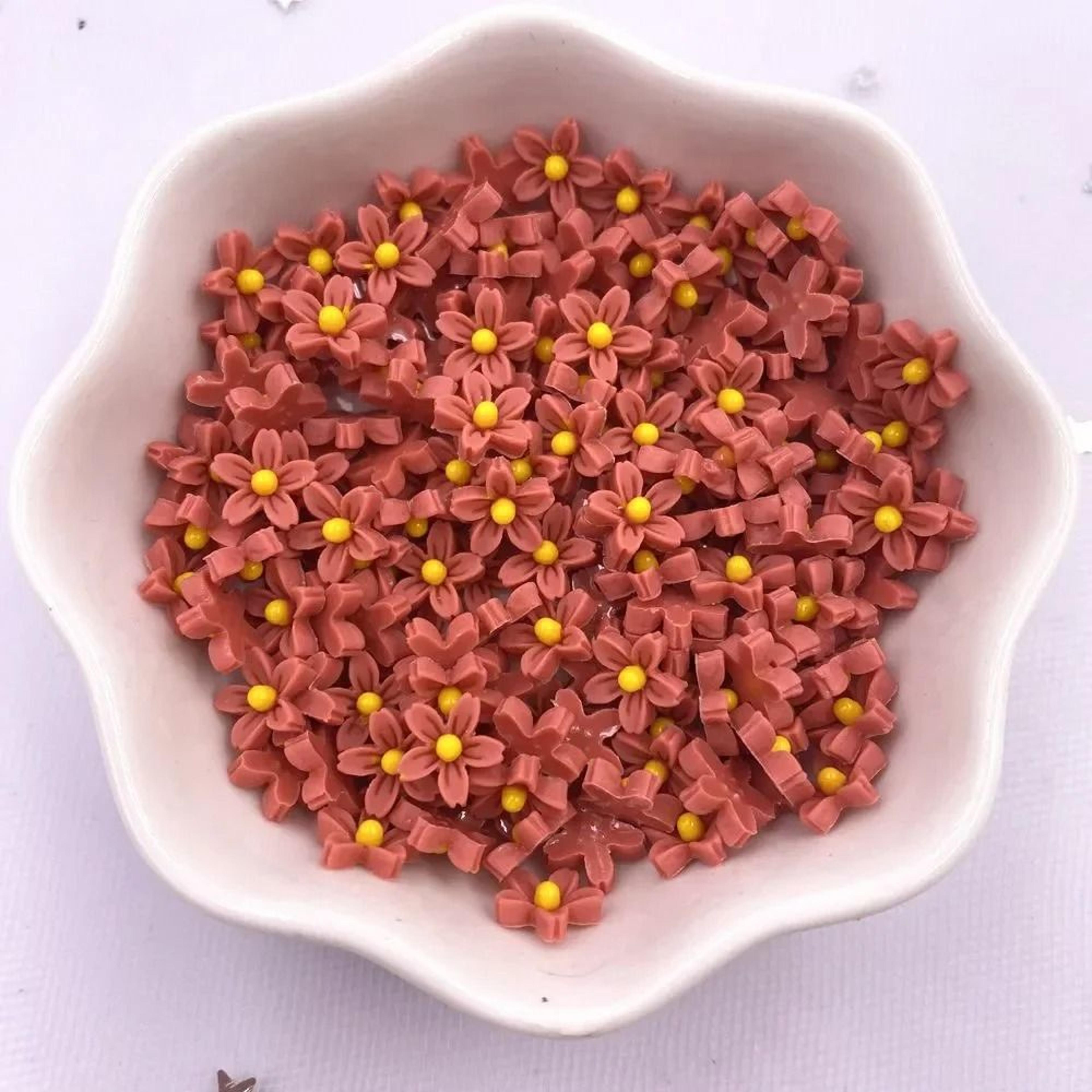 100 Pcs 031 Inch Resin 3D Colorful Mini Flower Gems Flatback Cabochons For DIY Craft Scrapbook Nail 8