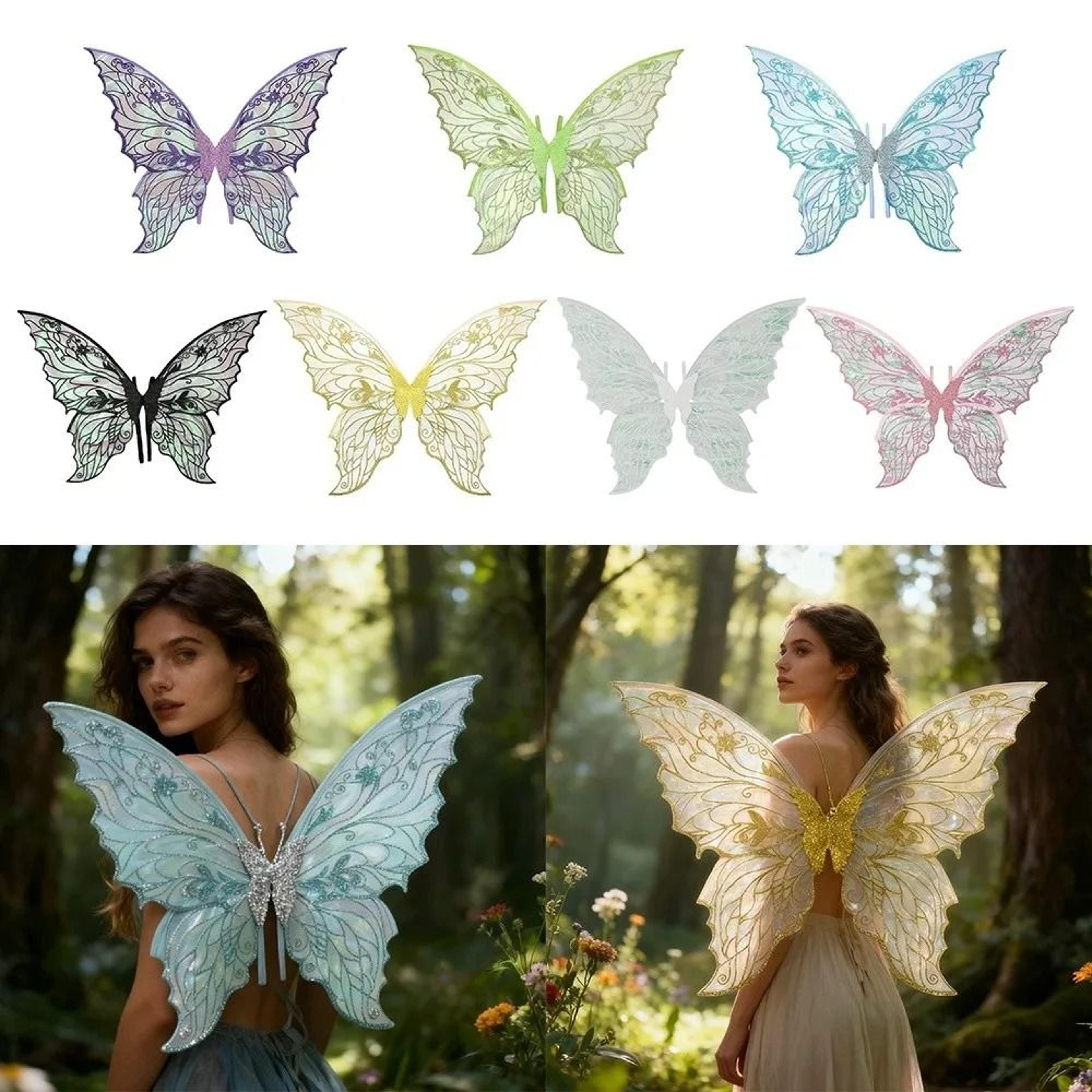 Sparkling Organza Fairy Wings Iridescent Butterfly Costume Props Dress Up Accessory For Parties 2
