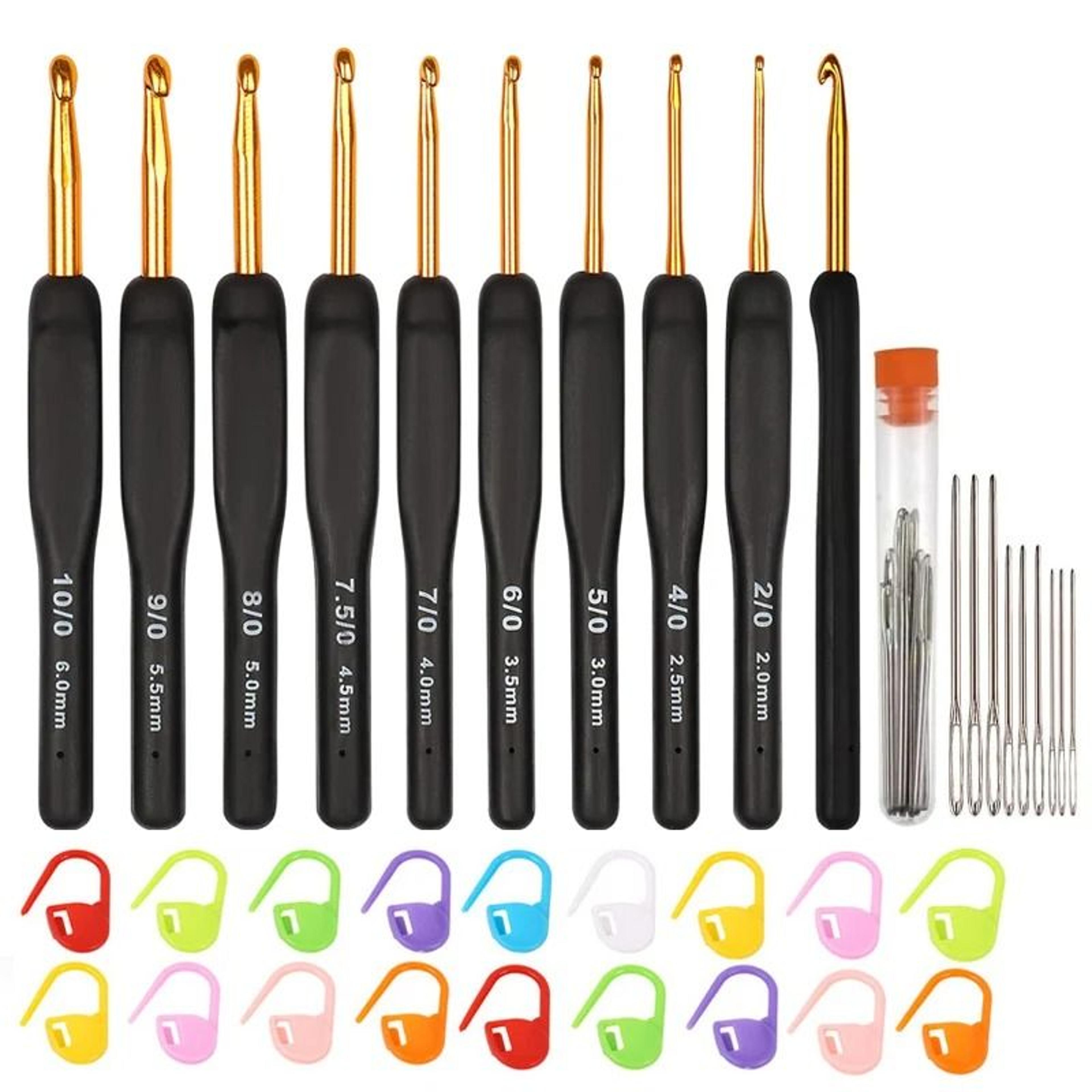 0.08-0.24in black gold crochet hooks ergonomic soft grip needles set for arthritic hands