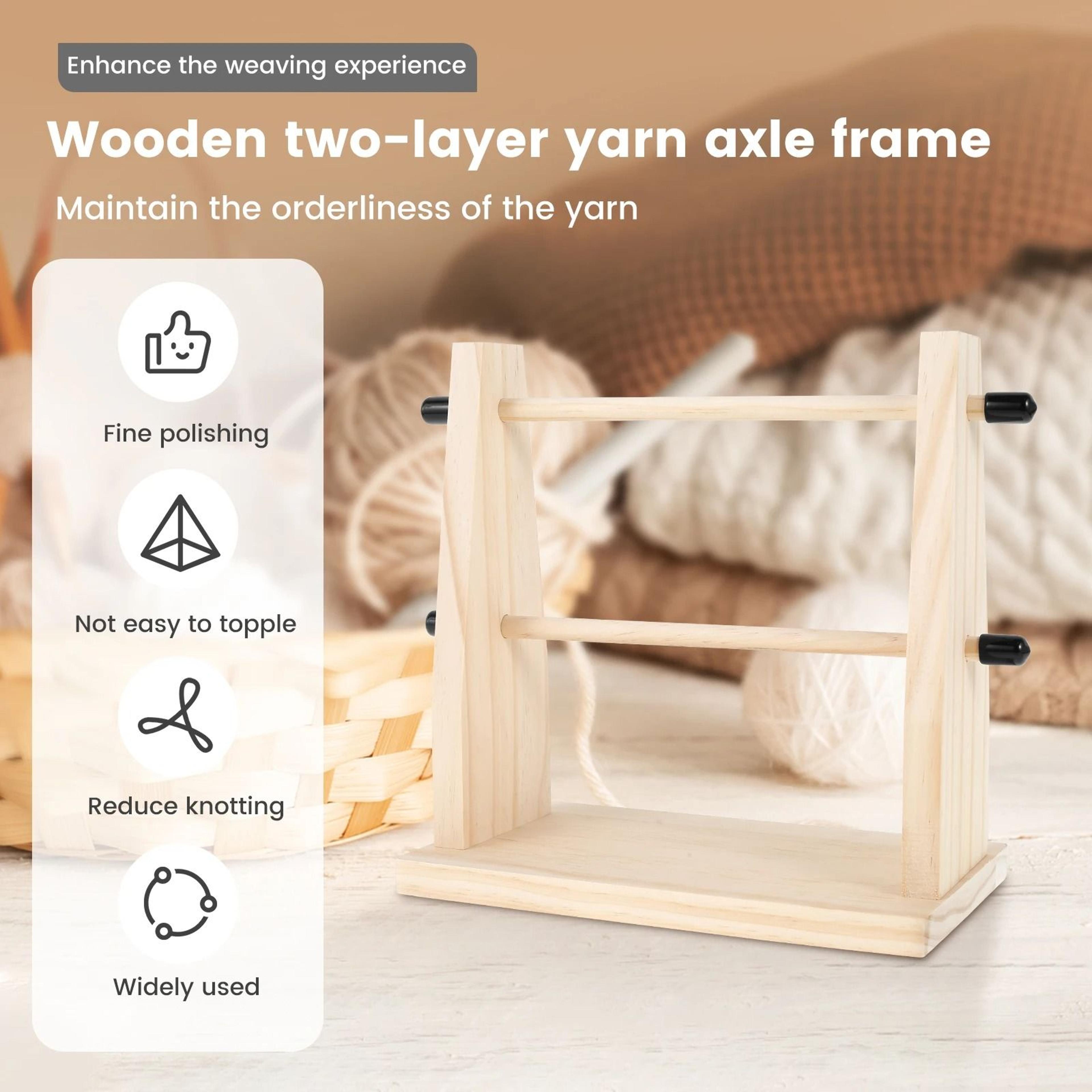 Wooden Double Yarn Ball Holder Stand With Nonslip Pads For Crocheting Knitting 1