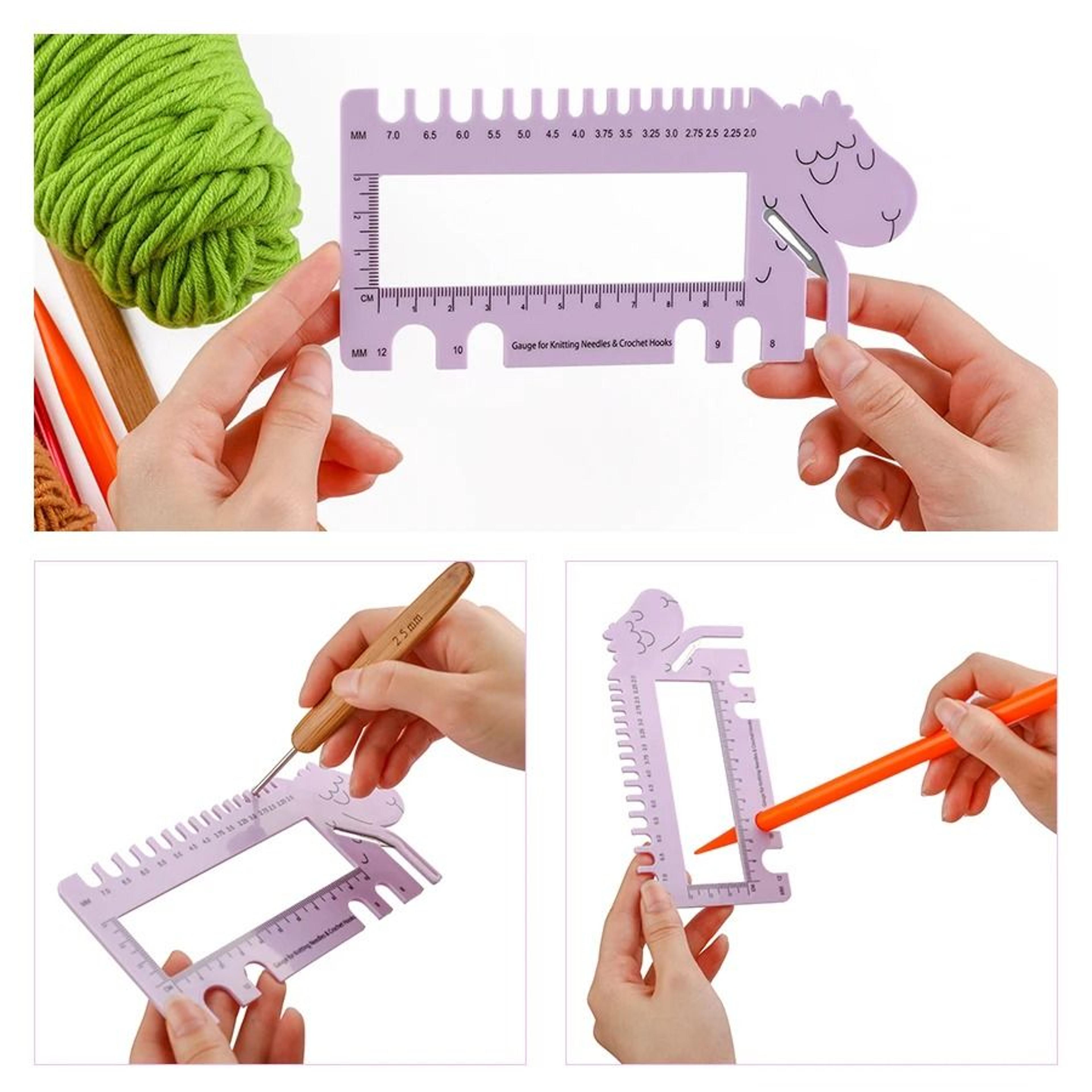 Portable Multifunctional Knitting Needle Gauge Measuring Ruler For Crochet And Sewing Tools 3