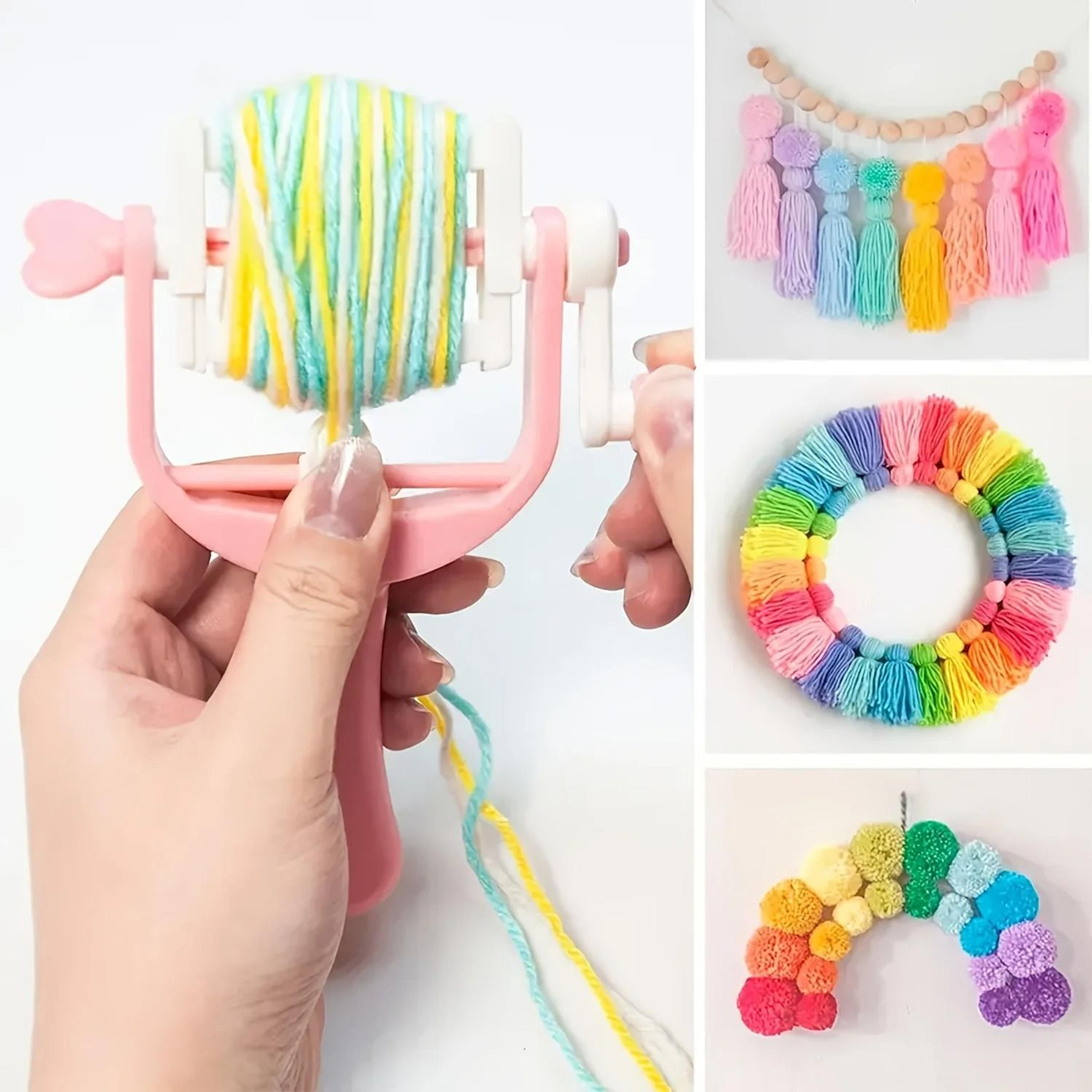 Hand Cranked Winding Coil Fur Ball Knitter PomPom And Fringe Maker Tool 4