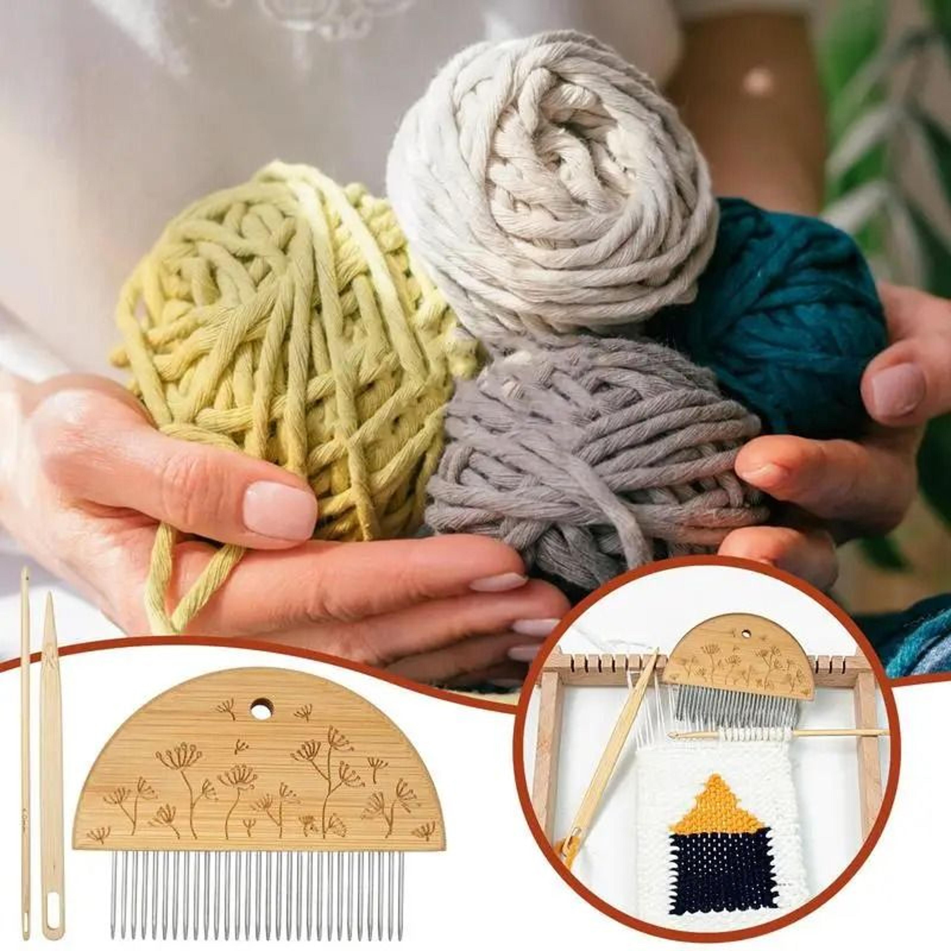 Large Wooden Frame Tapestry Weaving Loom Kit With Crochet Hook And Braiding Comb 2