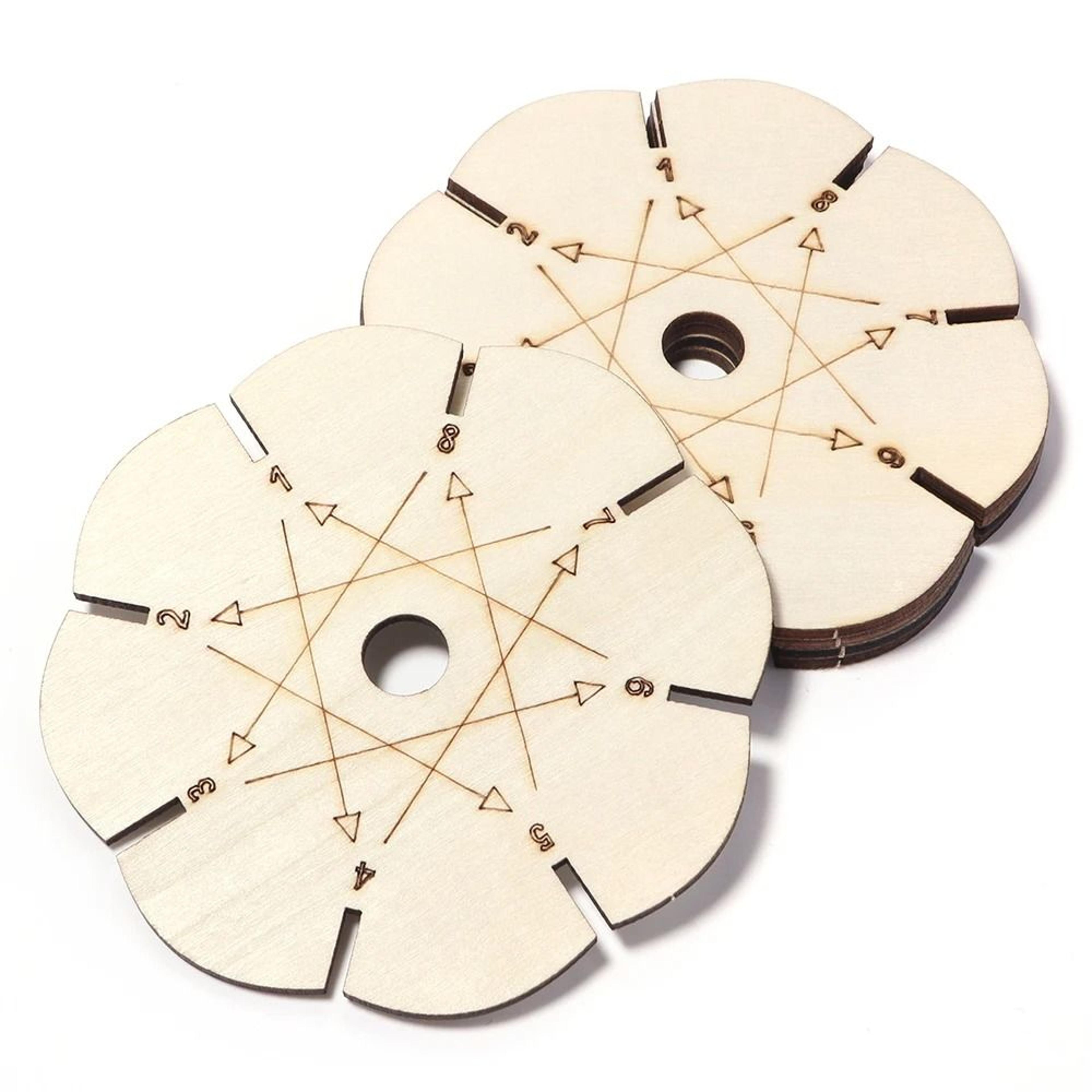 5 Piece Wooden Braiding Disk Set Flower Shape Kumihimo Loom Plates For DIY Jewelry 9