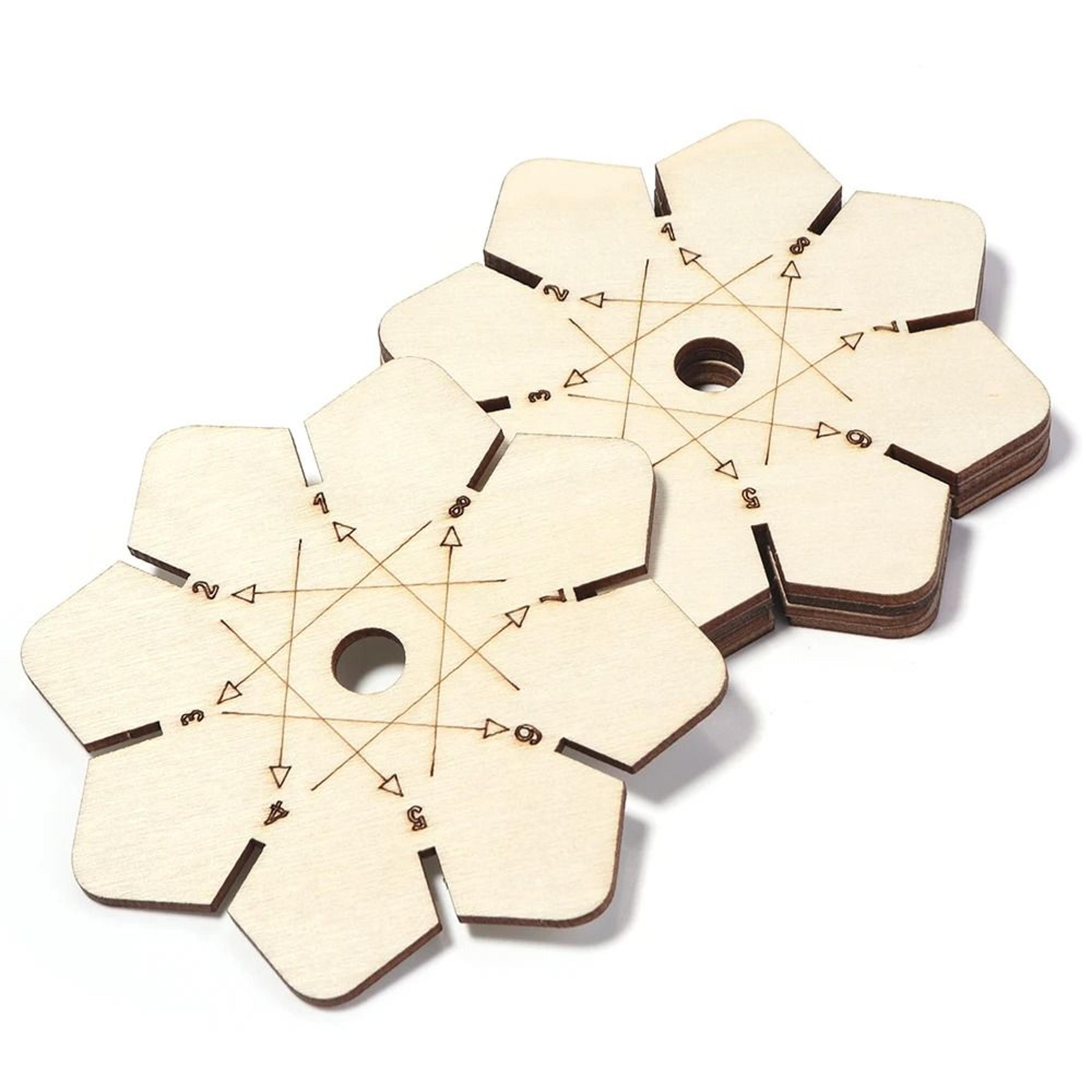 5 Piece Wooden Braiding Disk Set Flower Shape Kumihimo Loom Plates For DIY Jewelry 6