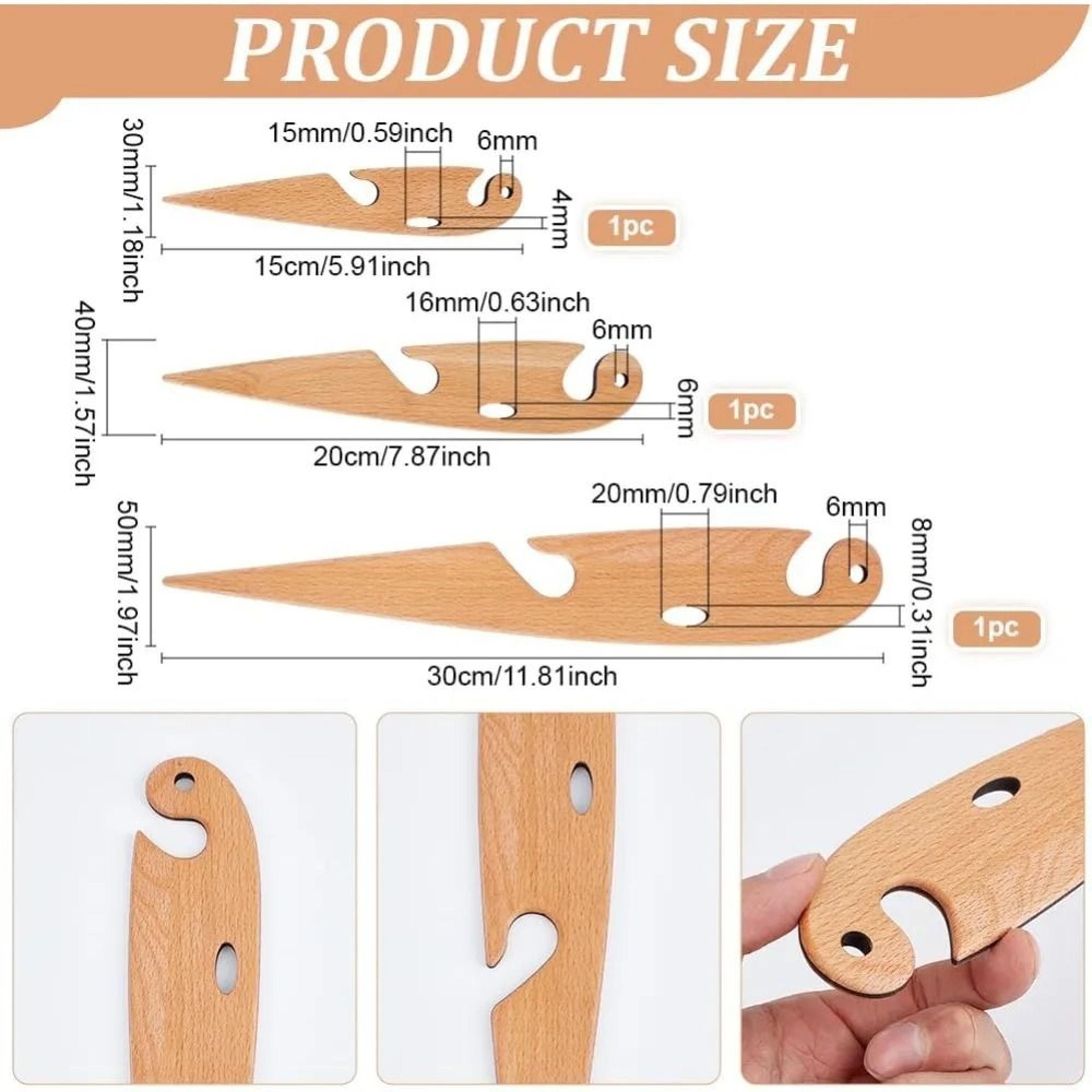 3 Piece Beech Wood Weaving Shuttle Set For Tapestry Loom Handcrafts And DIY Weaving 2