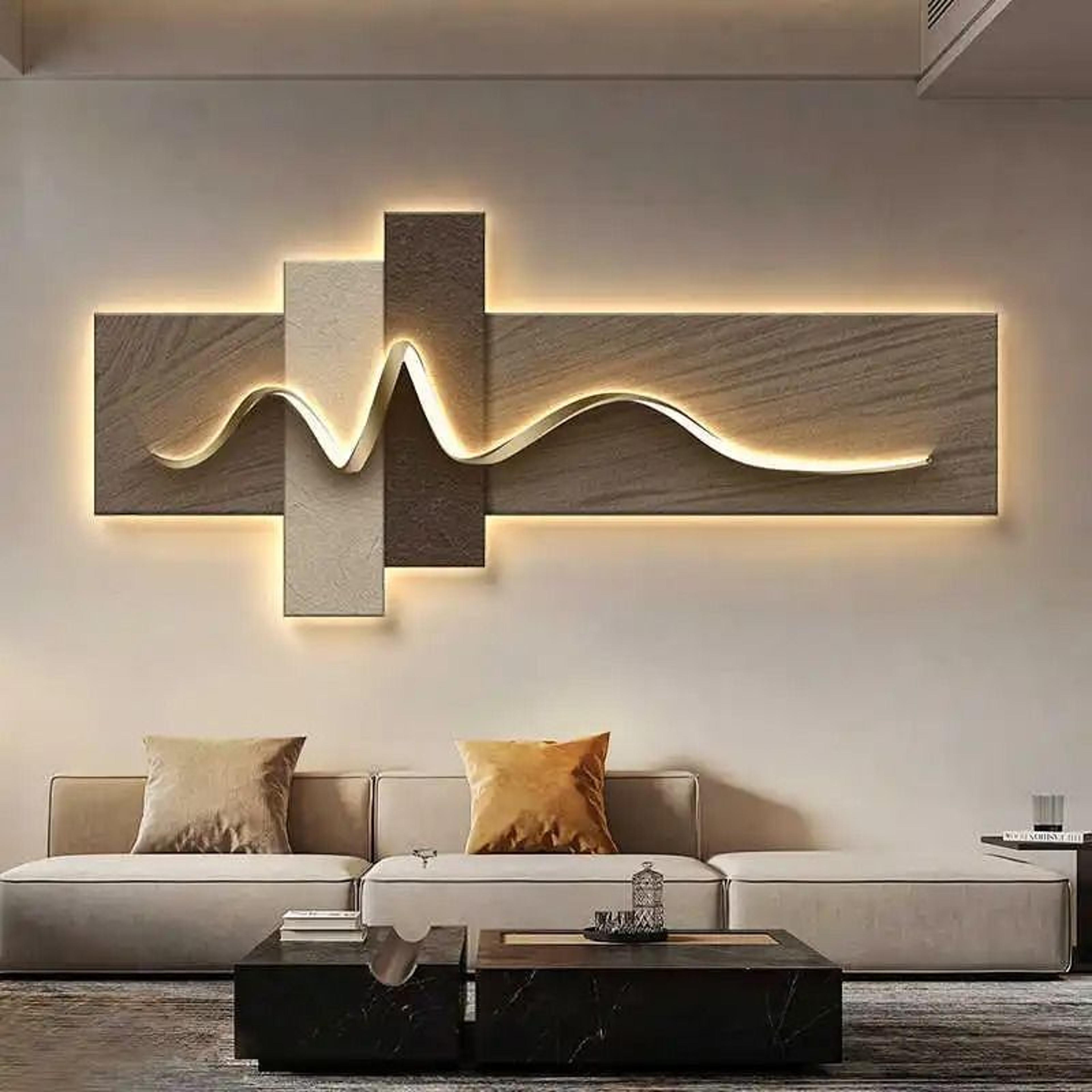 Modern Luxury LED Ambient Light Wall Art Painting For Living Room 3