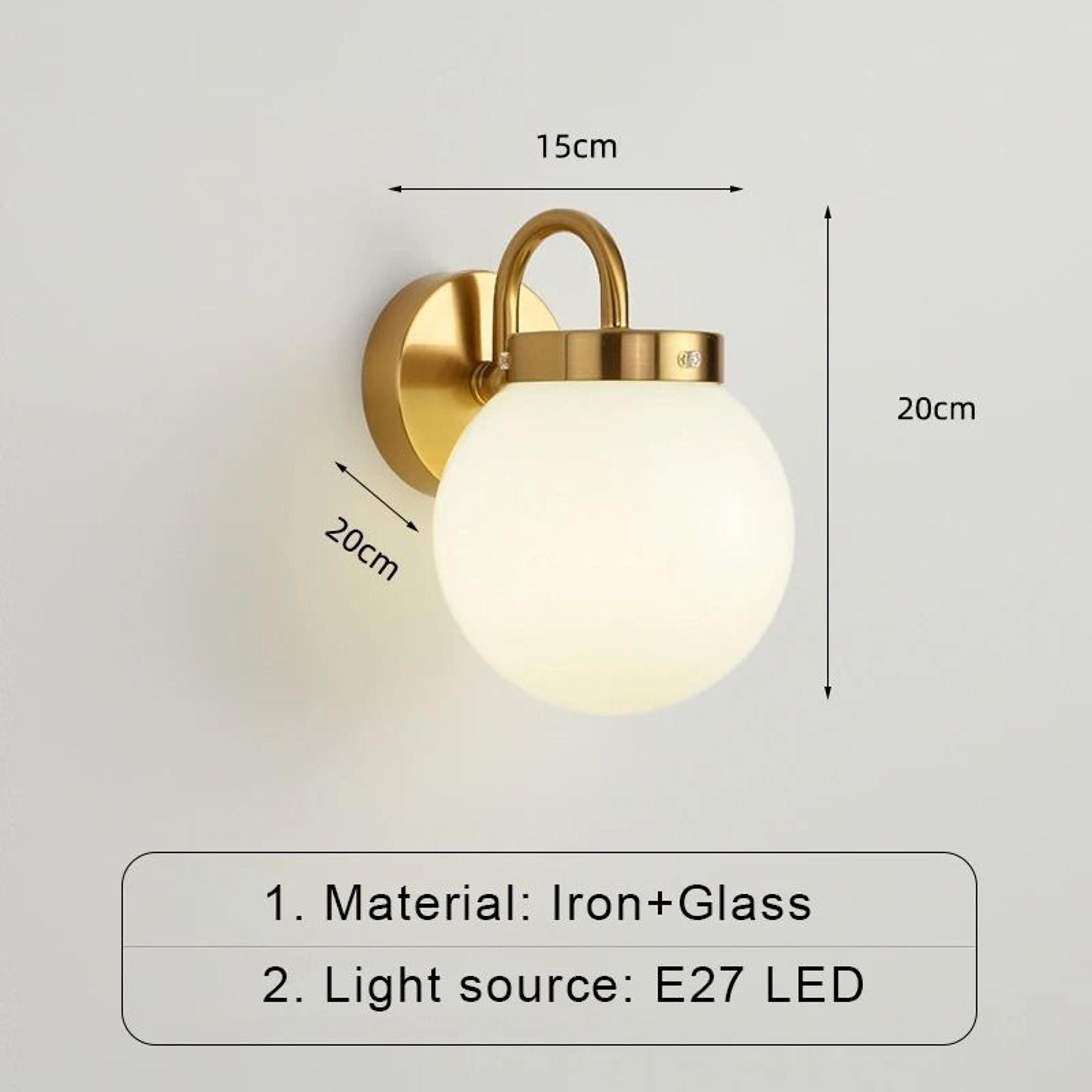Modern Nordic Glass Globe LED Wall Sconce Lamp For Bedroom Living Room And Hotel Decor 7