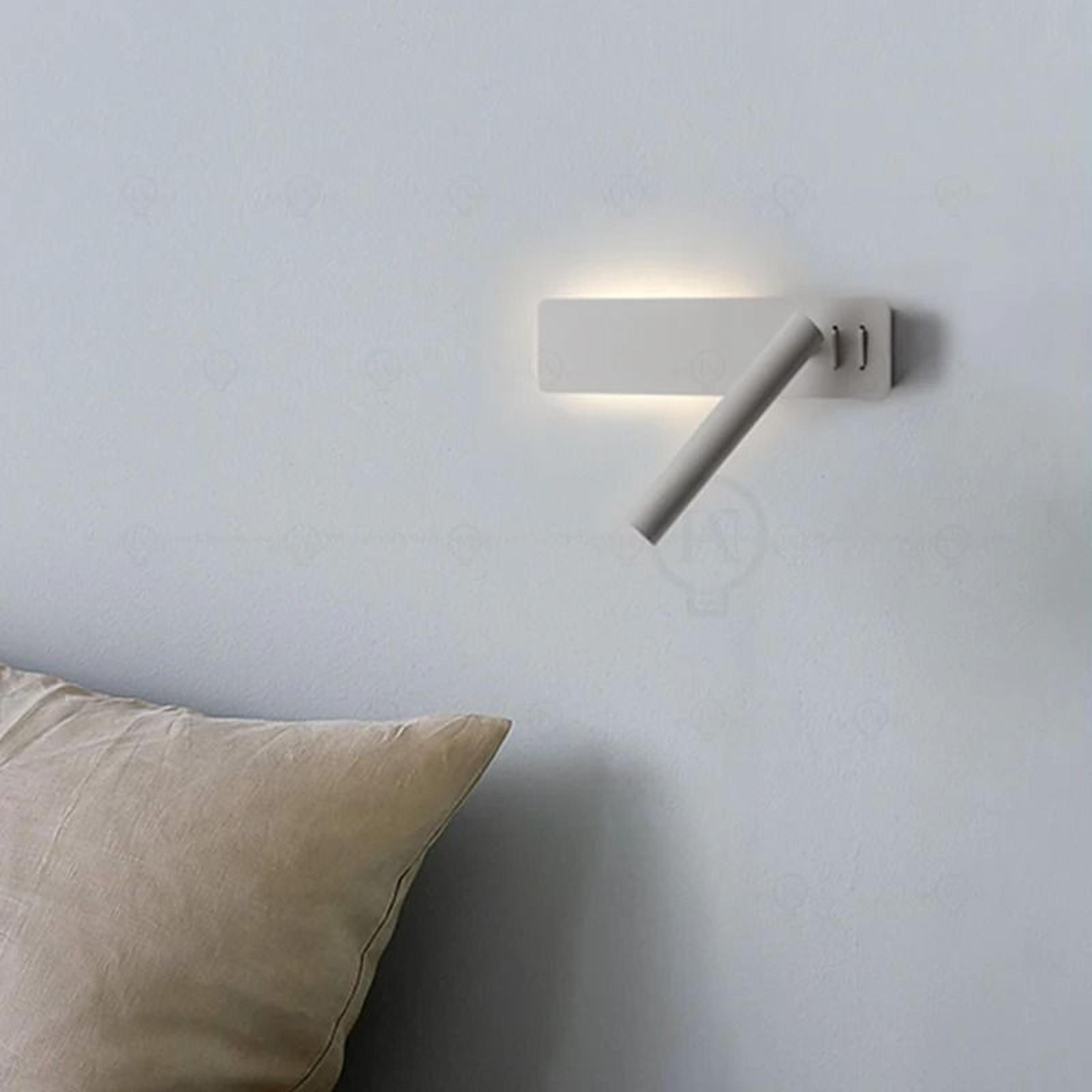 White Nordic LED Bedside Wall Sconce Lamp With Rotatable Spotlight And BuiltIn Switch 0