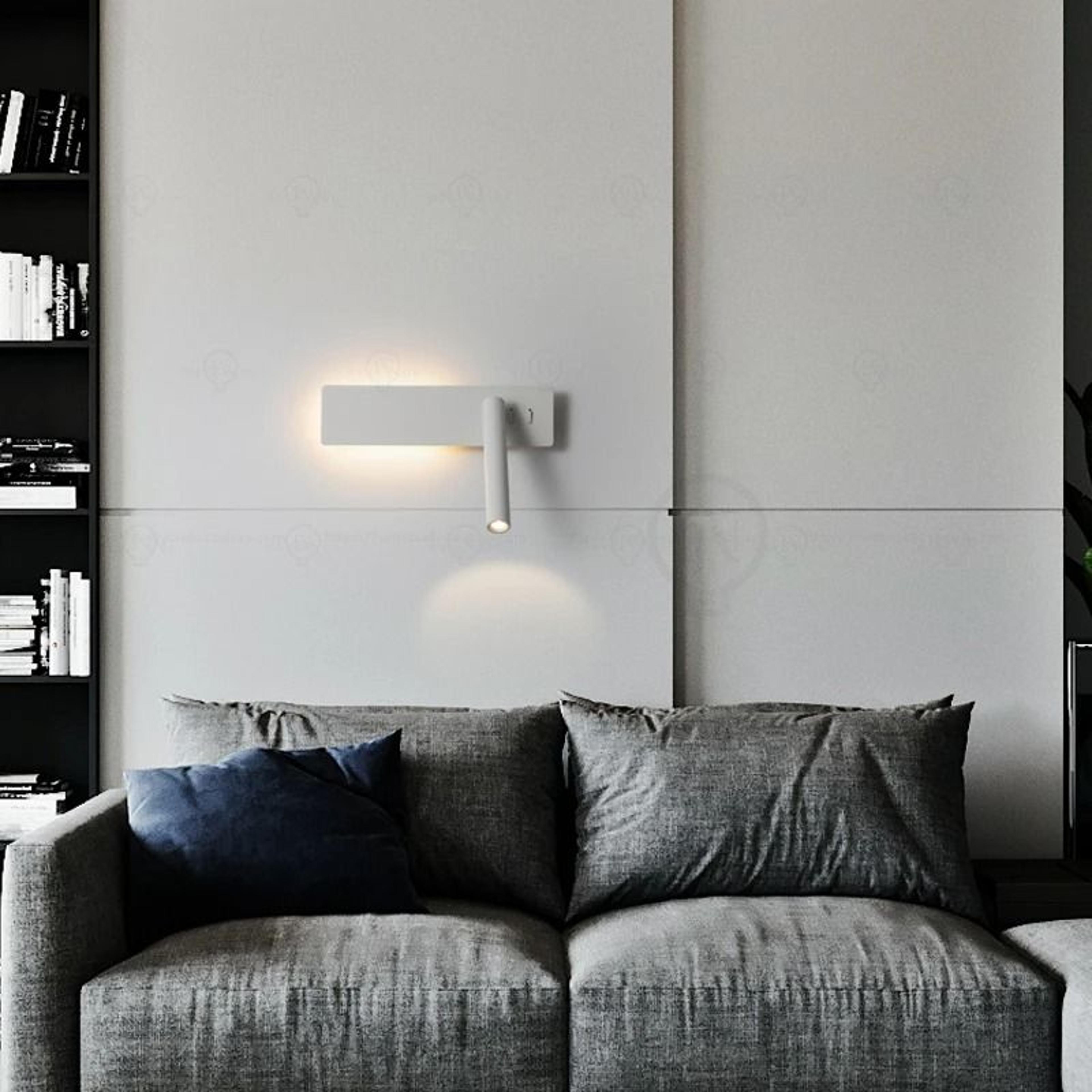 White Nordic LED Bedside Wall Sconce Lamp With Rotatable Spotlight And BuiltIn Switch 5