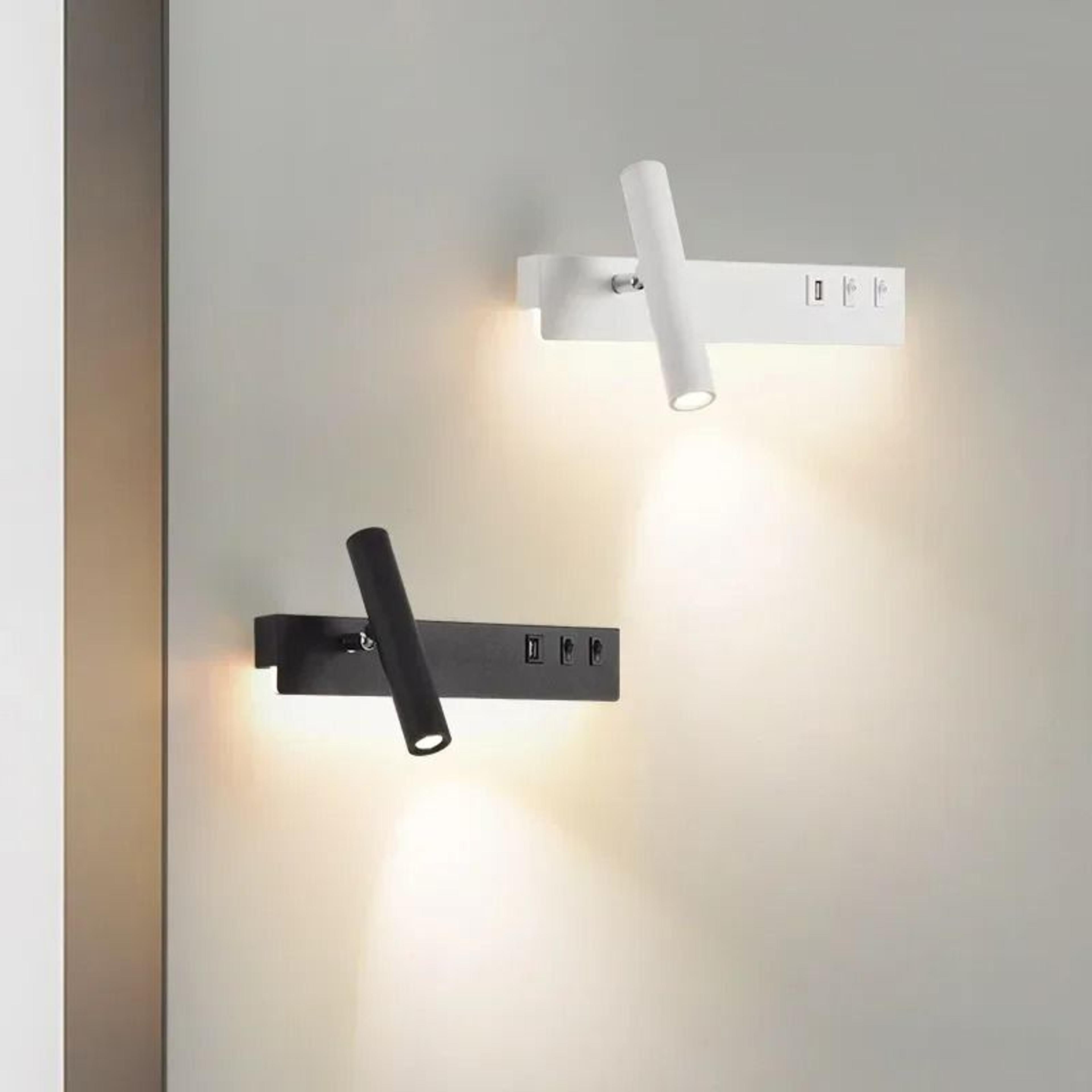 Modern Rotatable LED Bedside Wall Light Sconce With USB Charging Port And Integrated Switch 0