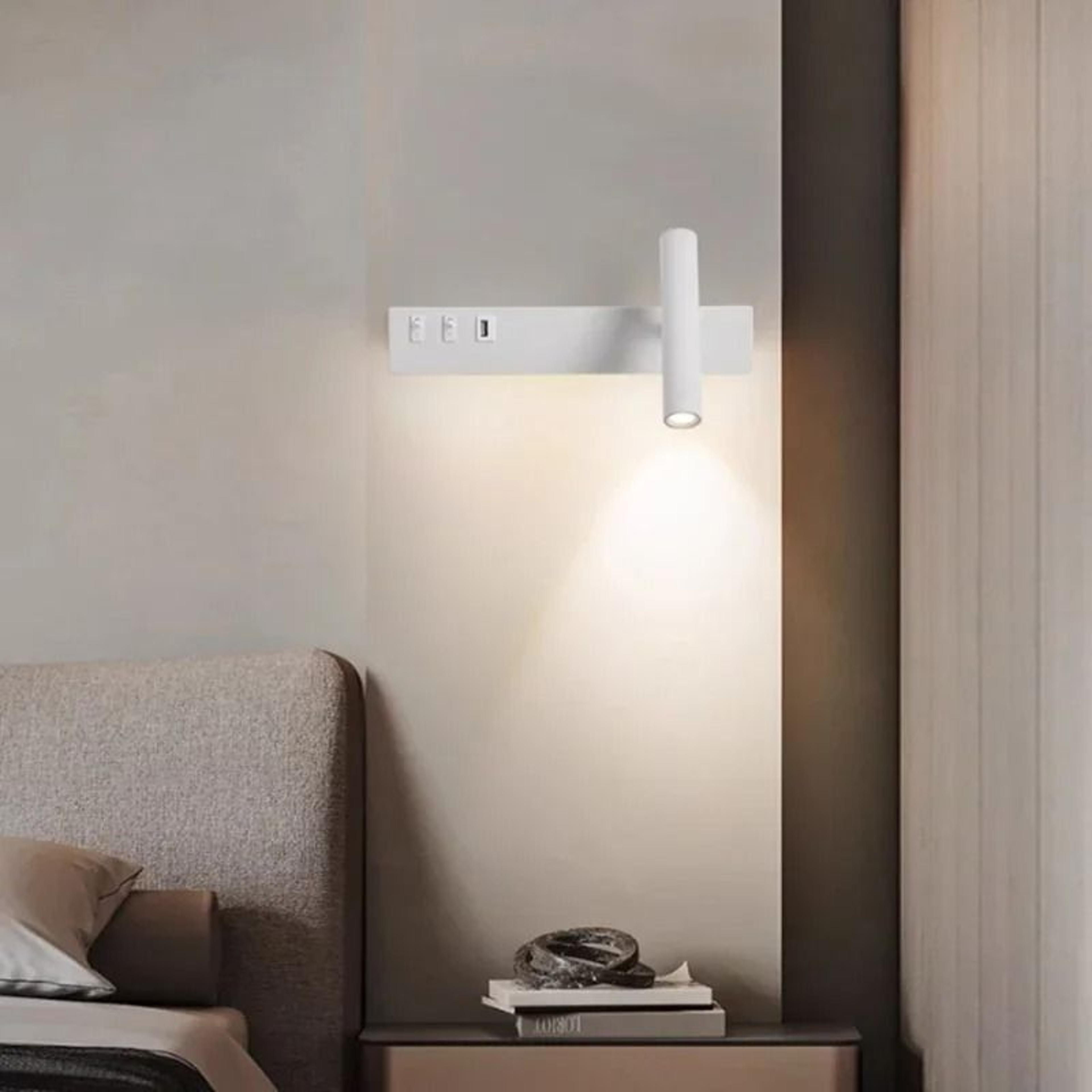 Modern Rotatable LED Bedside Wall Light Sconce With USB Charging Port And Integrated Switch 2