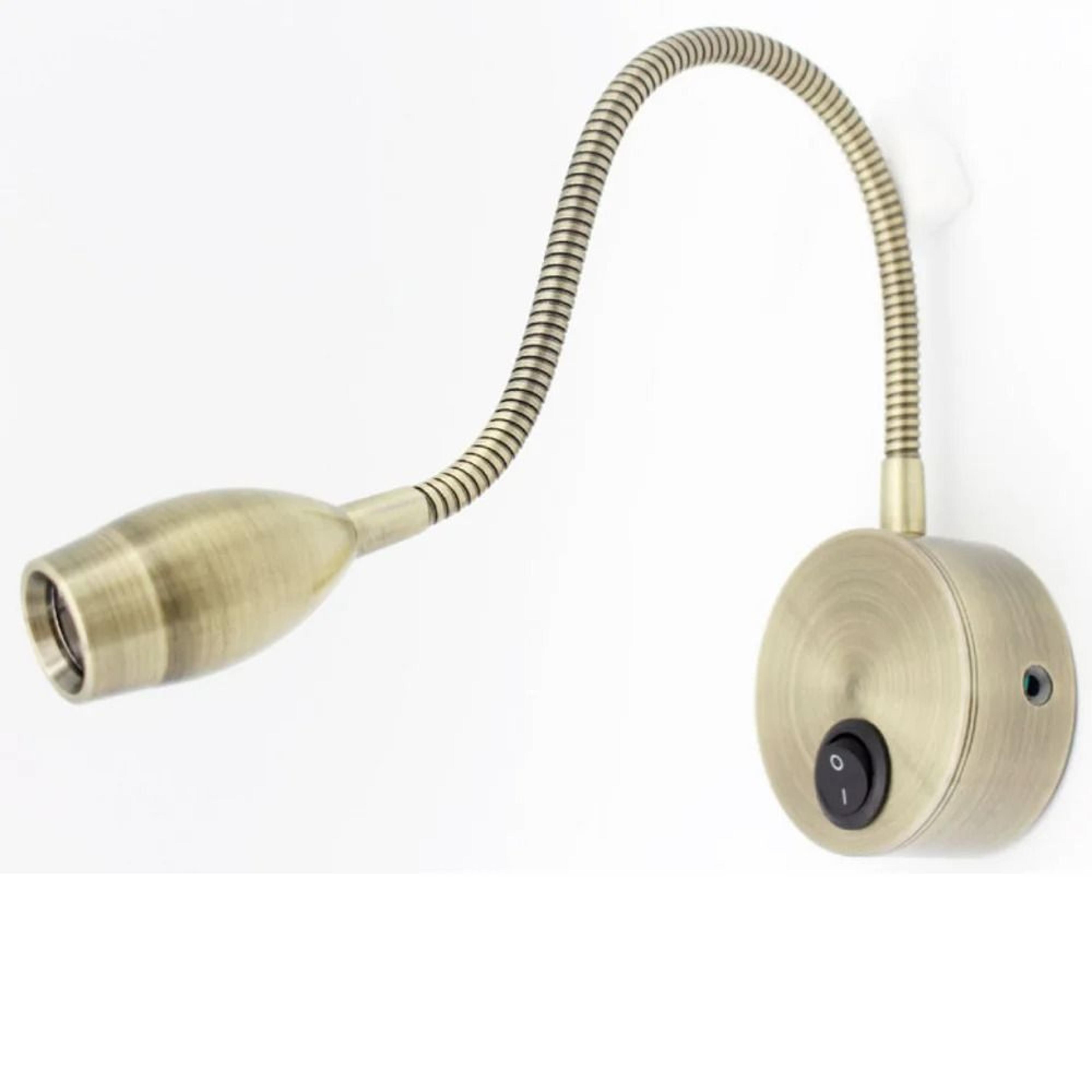 3W LED Flexible Lotus Shape Wall Bedside Spotlight With Rotating Arm And Switch In Antique Bronze 4