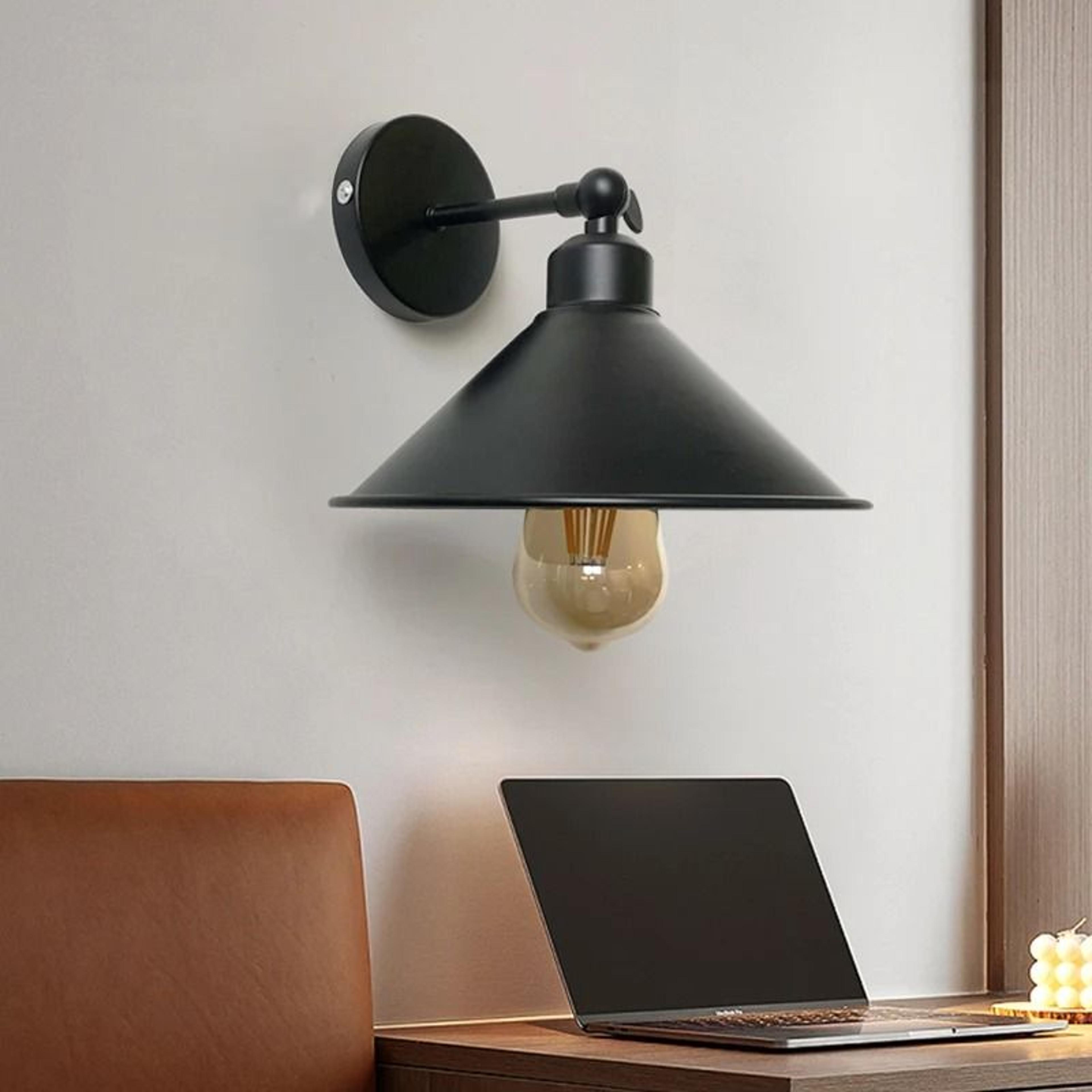 Industrial Swing Arm Wall Lamp With Adjustable Joint And E27 Bulb Base In Matte Black 0