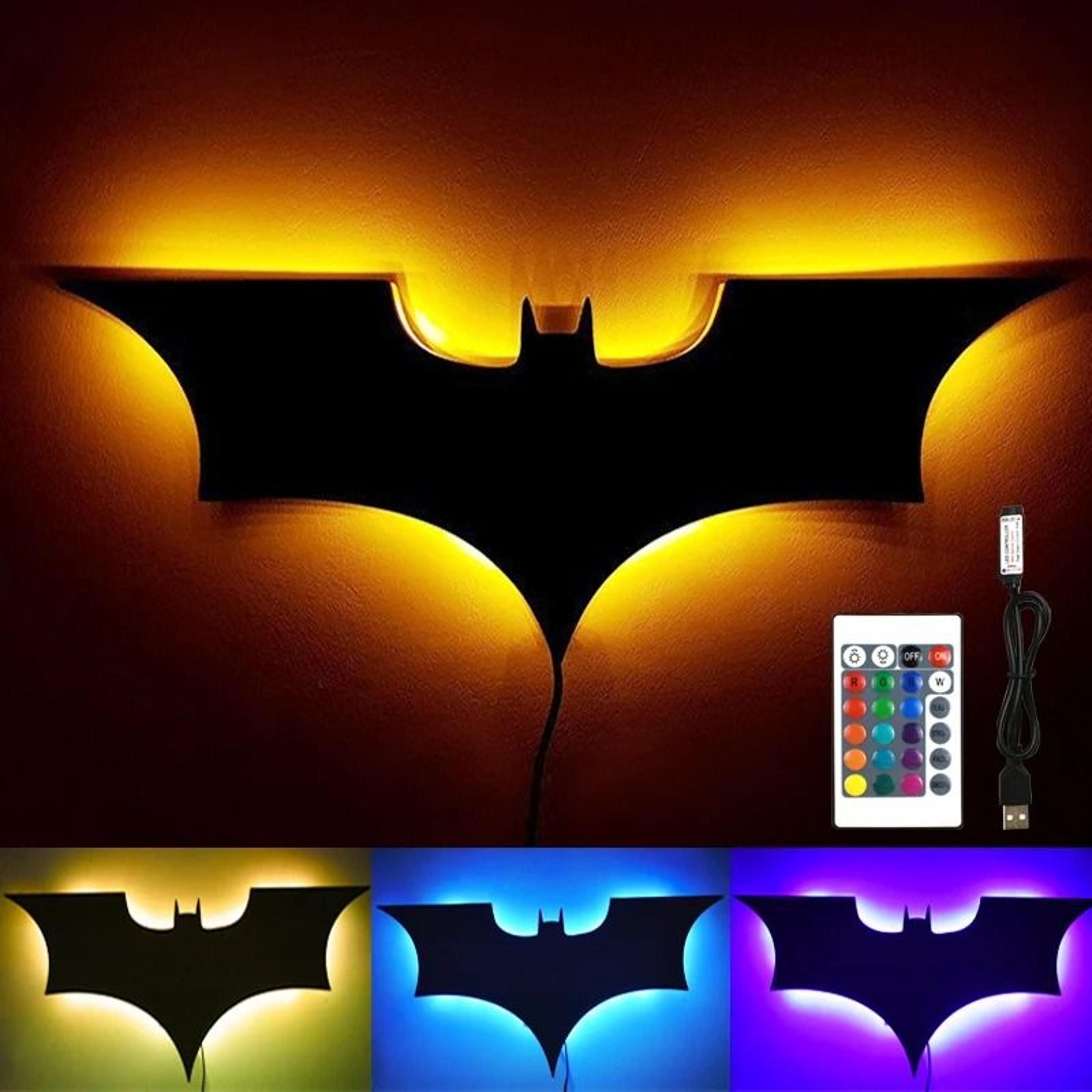 Creative 3D Bat LED Wall Lamp Mirror Light With RGB Remote Control For Bedroom Living Room And Porc 0