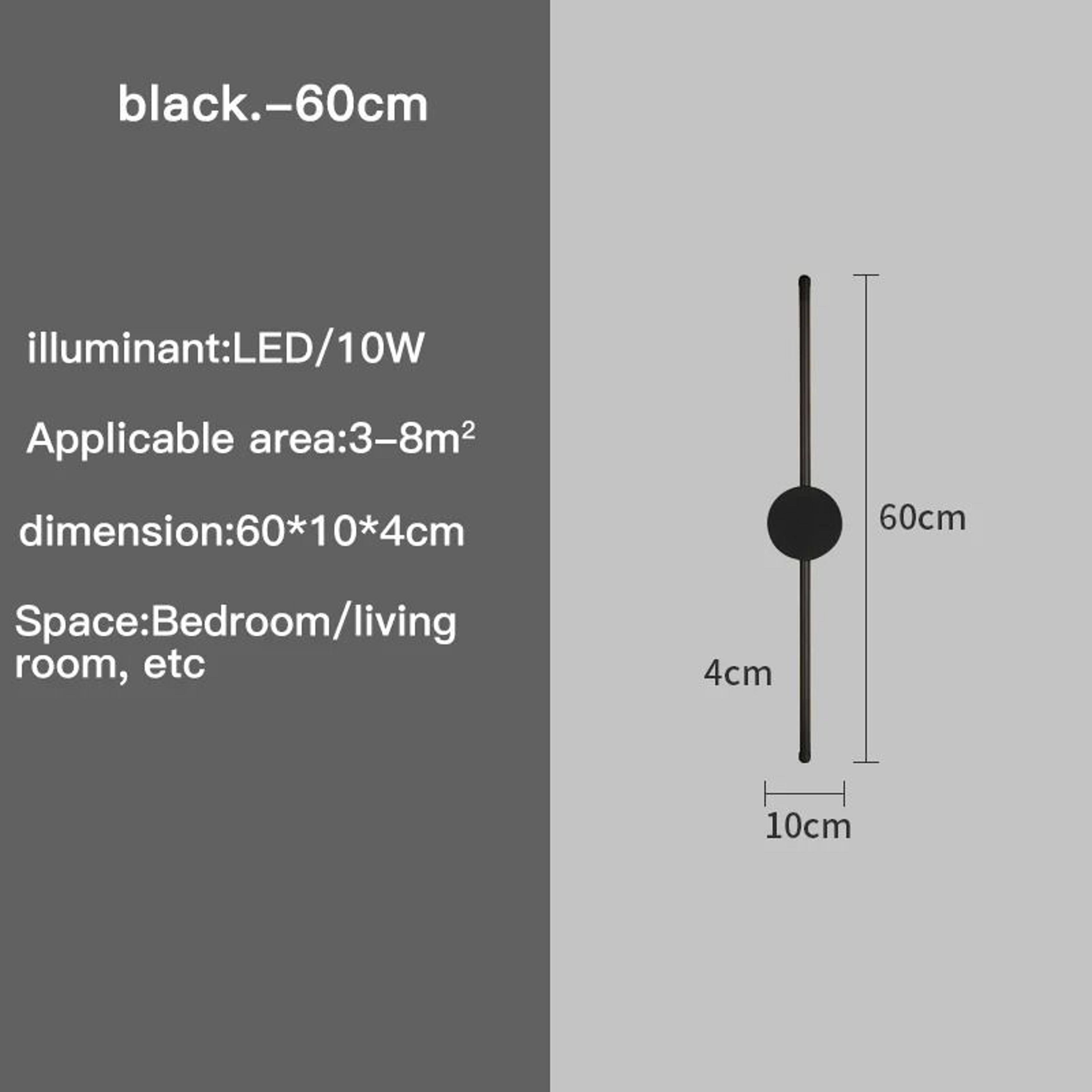 Modern Long Black I Shaped LED Wall Light Sconce For Bedroom Living Room And Corridor 6