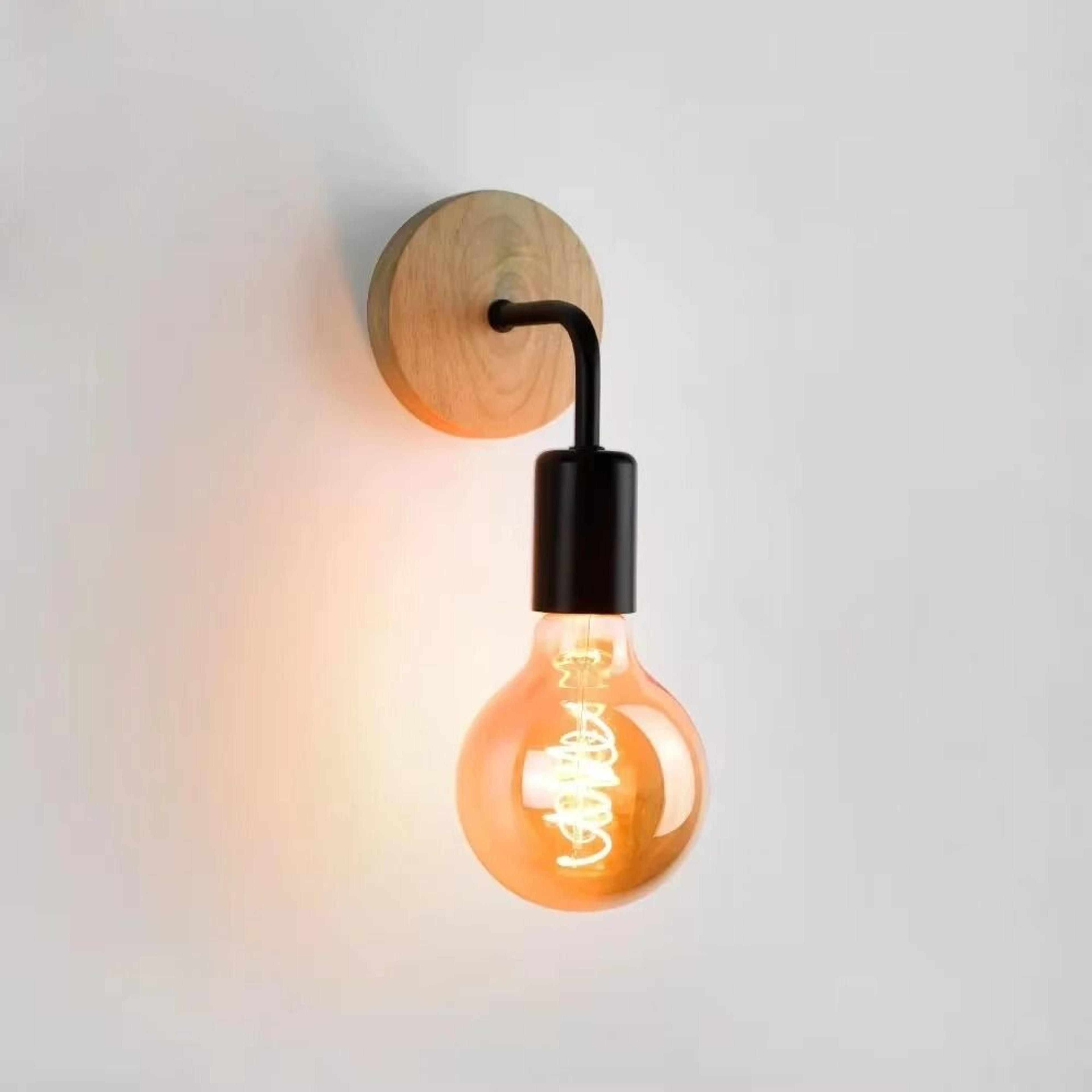 Vintage Wood LED Wall Sconce Lamp With E27 Base For Bedside Bedroom And Dining Room 0