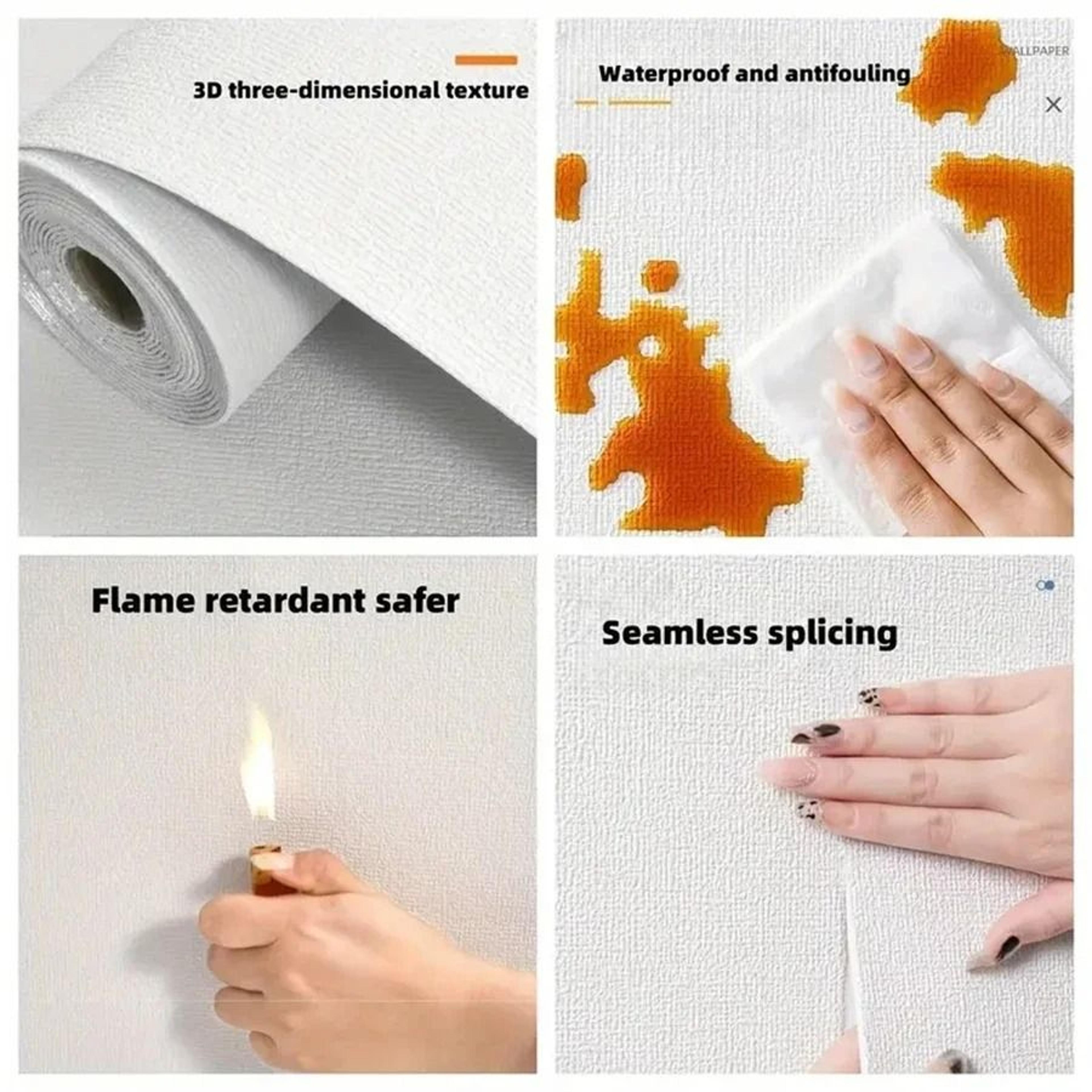 3D Continuous Self Adhesive Linen Wallpaper Waterproof Wall Sticker For Bedroom Living Room And Kit 4