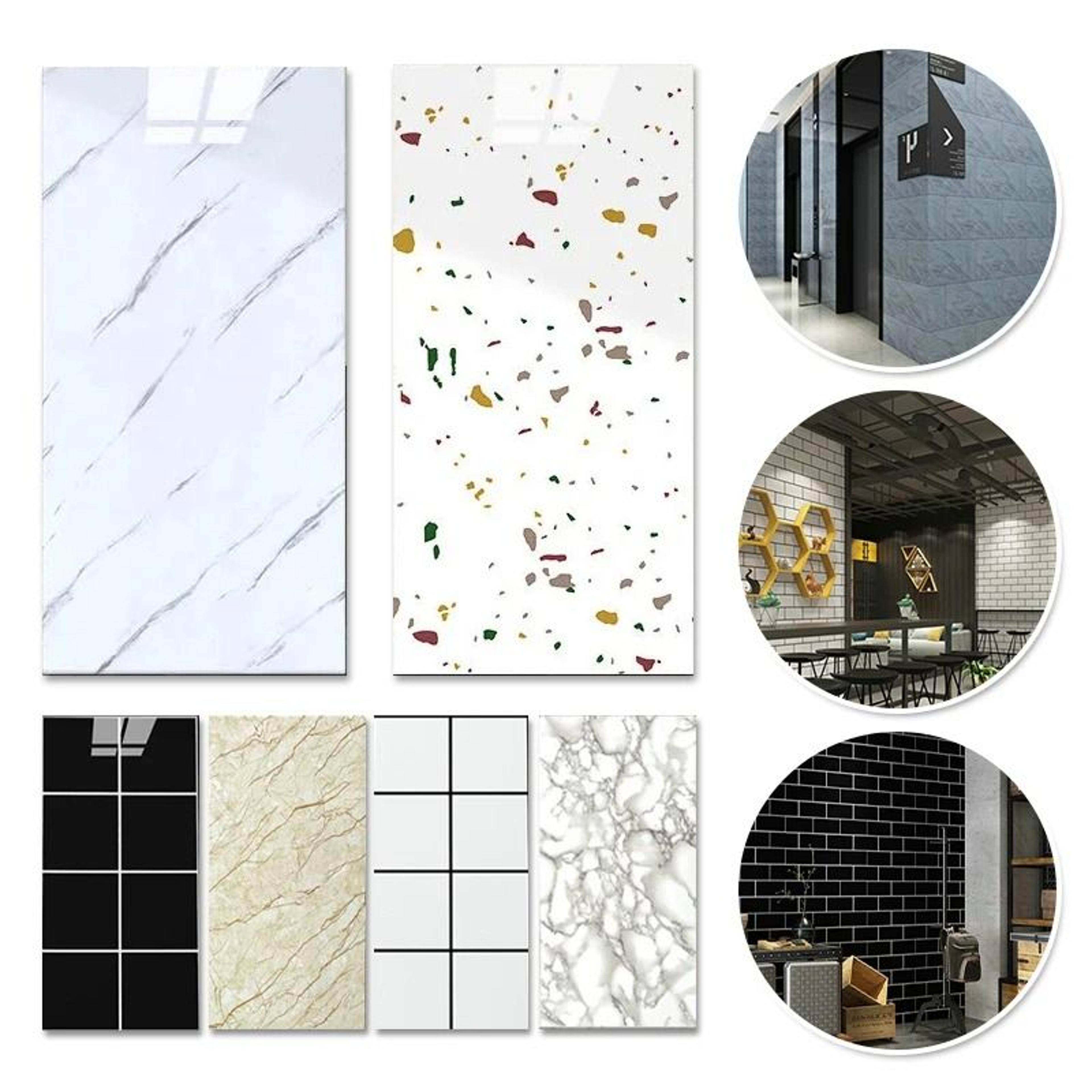 Waterproof Marble Tile PVC Self Adhesive Vinyl Wall Stickers For Bathroom Kitchen And Cupboard Back 2