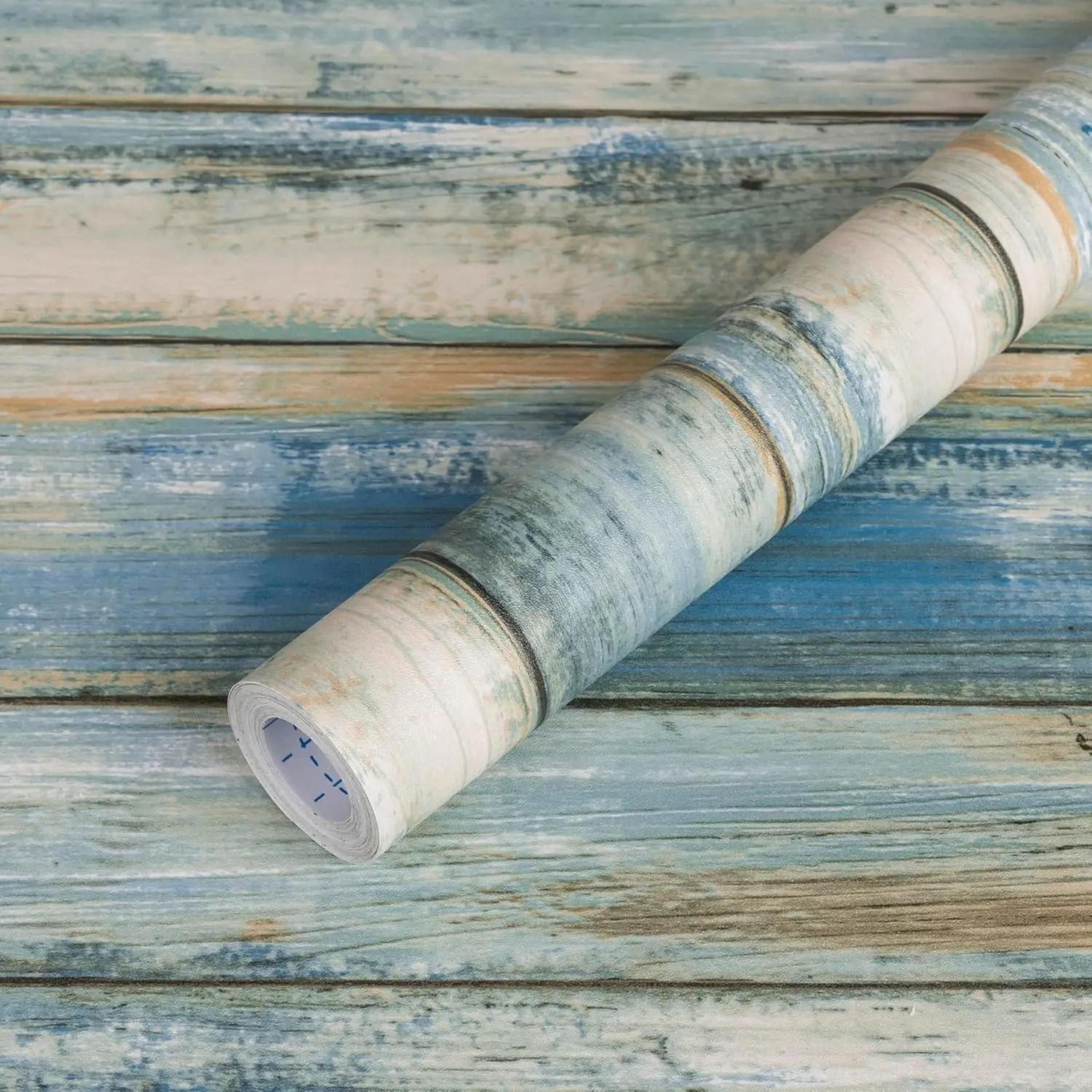 blue distressed wood peel and stick wallpaper self adhesive wood grain contact paper for cabinets