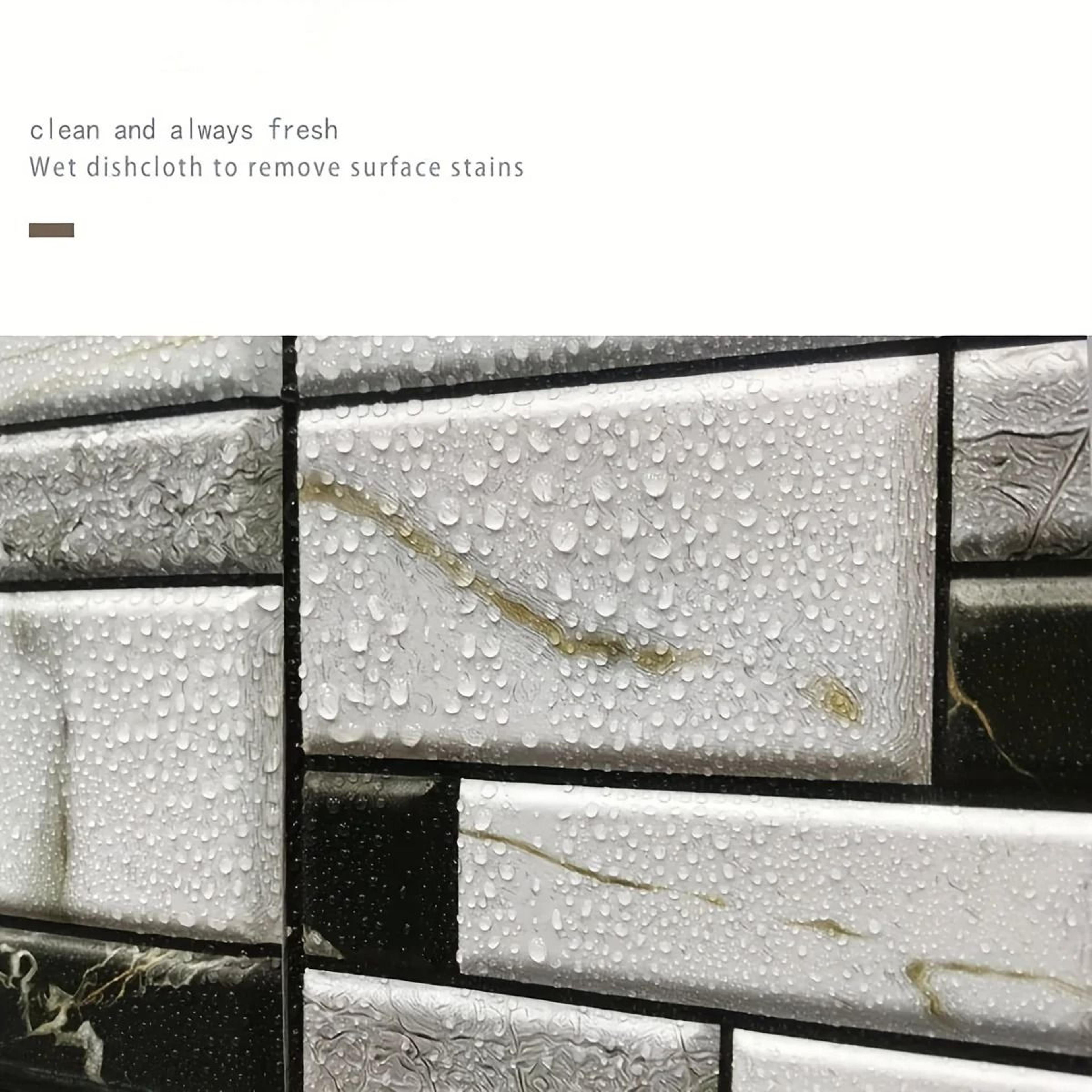 Self Adhesive Tile Wall Sticker 3D PVC Covers Waterproof Wallpaper For Kitchen Cupboard Bathroom 3