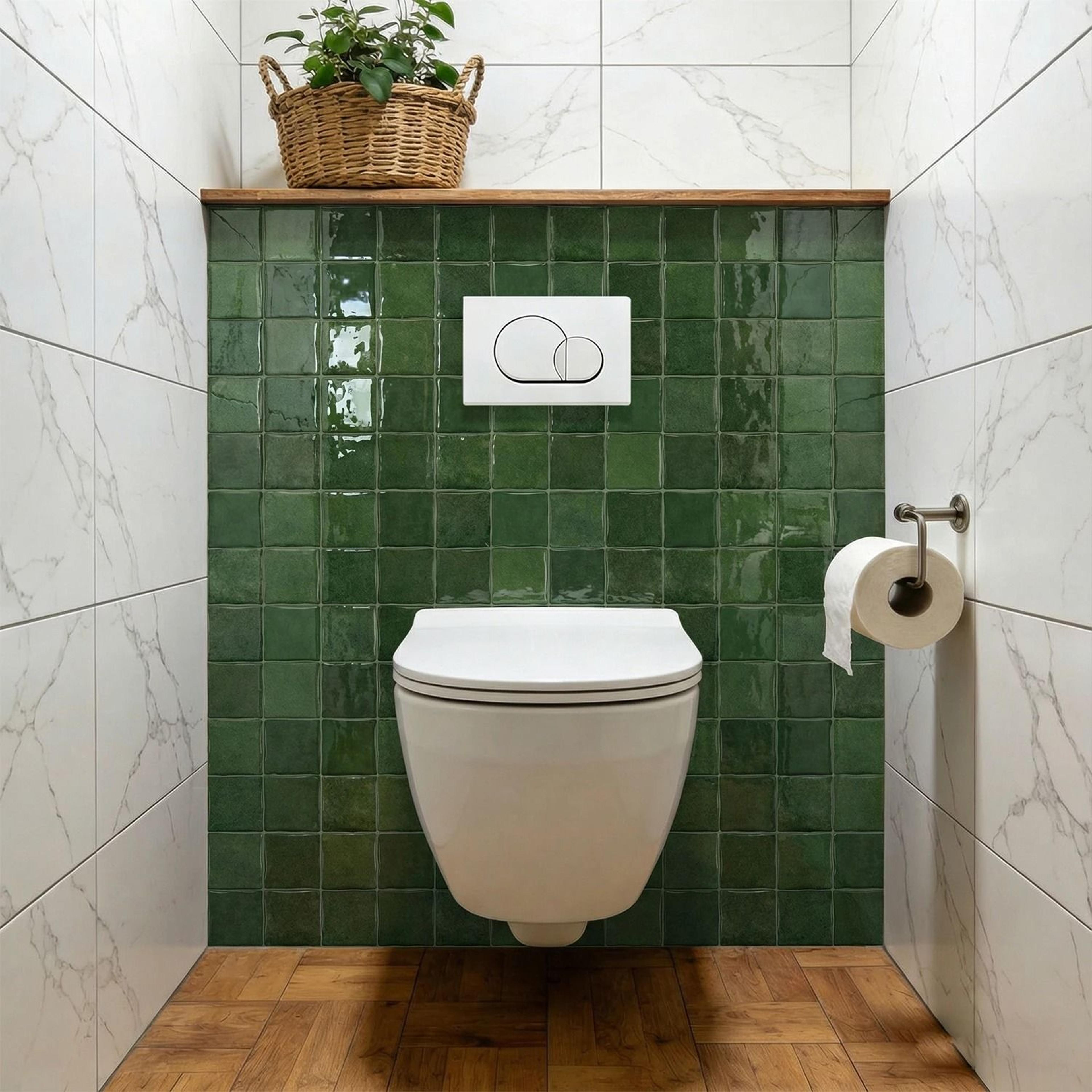 Emerald Glazed Ceramic Texture Wall Decals PET And PU Moisture Proof Peel And Stick Backsplash For  3