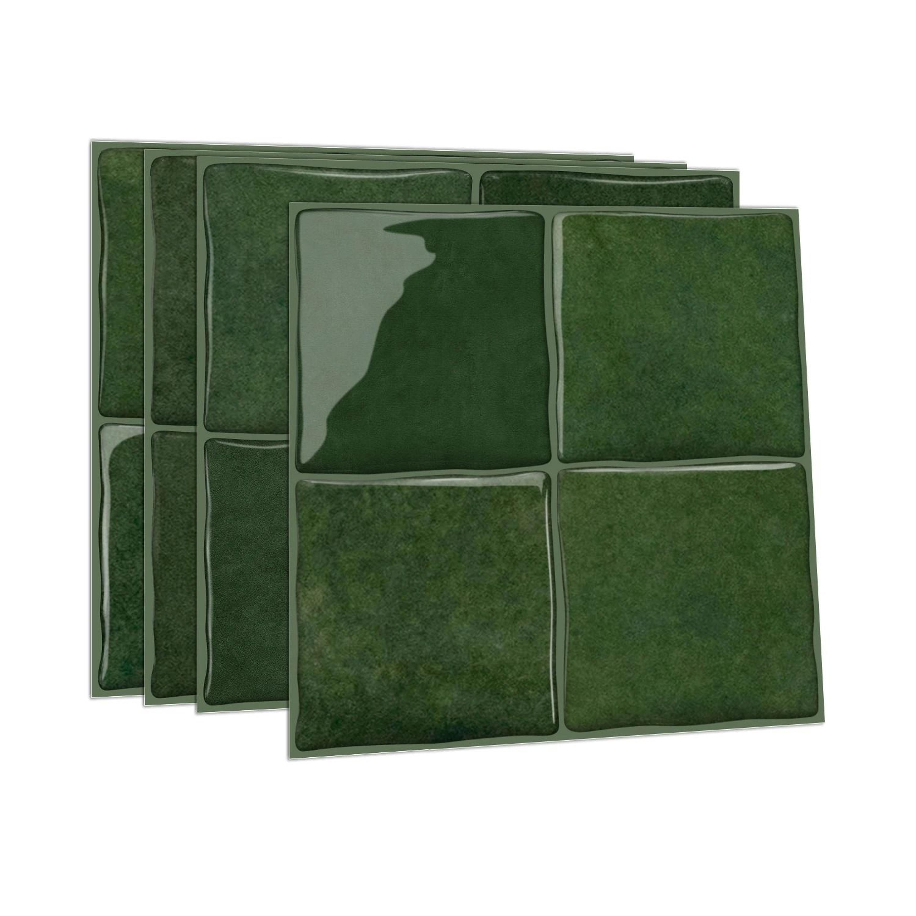 Emerald Glazed Ceramic Texture Wall Decals PET And PU Moisture Proof Peel And Stick Backsplash For  7
