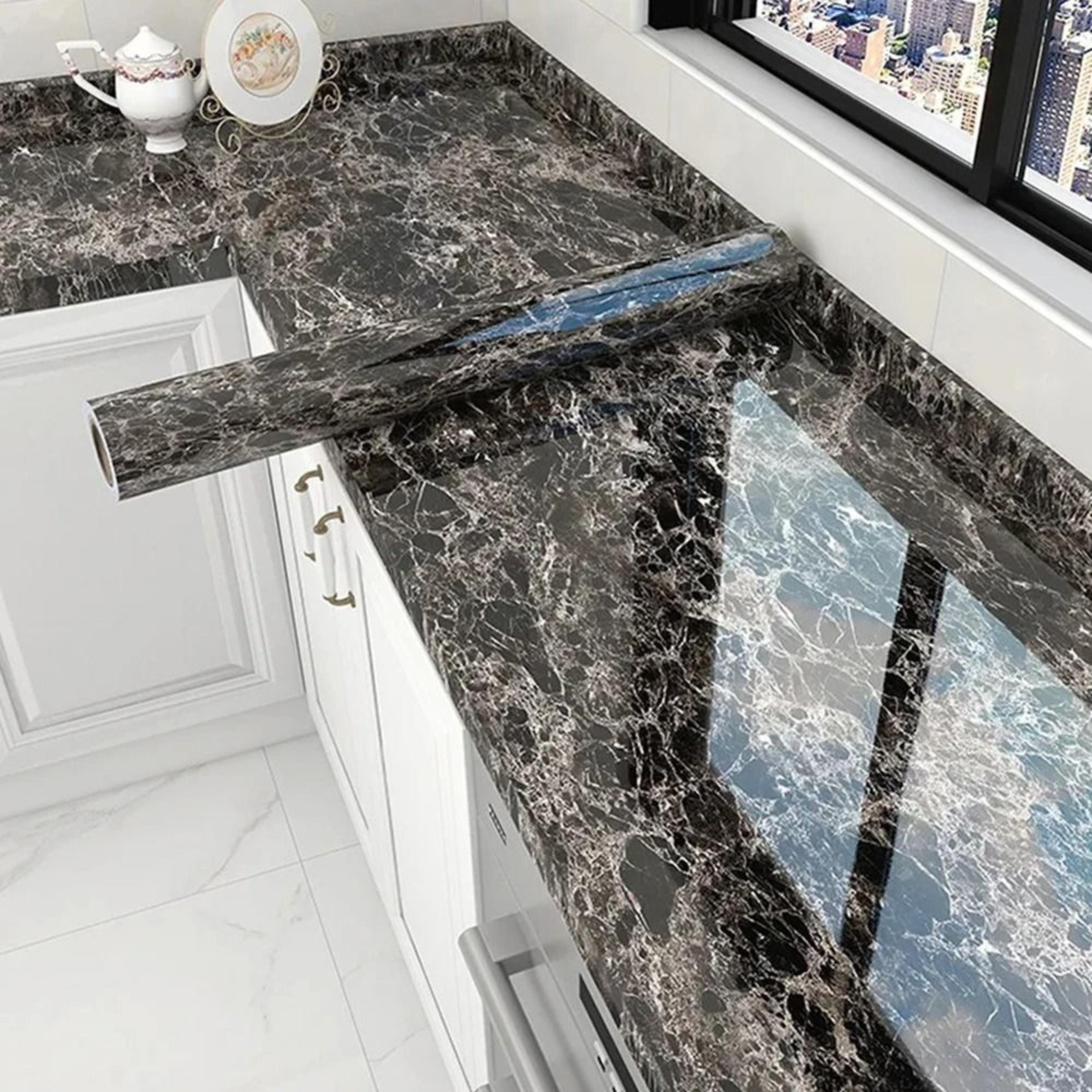 Heat Resistant Polished Mineral Contact Paper Waterproof Oil Proof Self Adhesive Cabinet And Counte 6