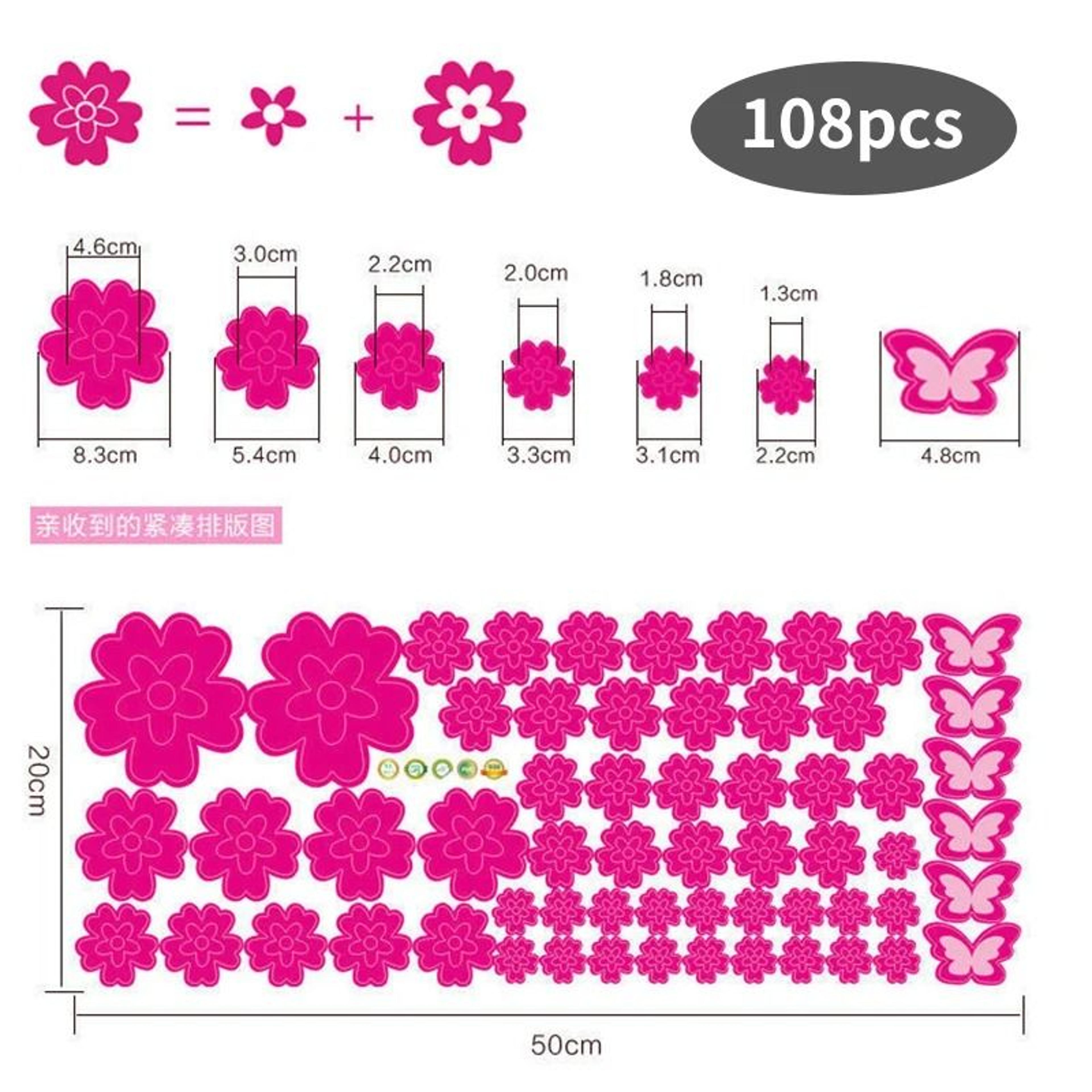 Botanical Floral Art Wall Decals 108 Piece Pack Self Adhesive Vinyl Stickers For Bedroom Living Roo 1