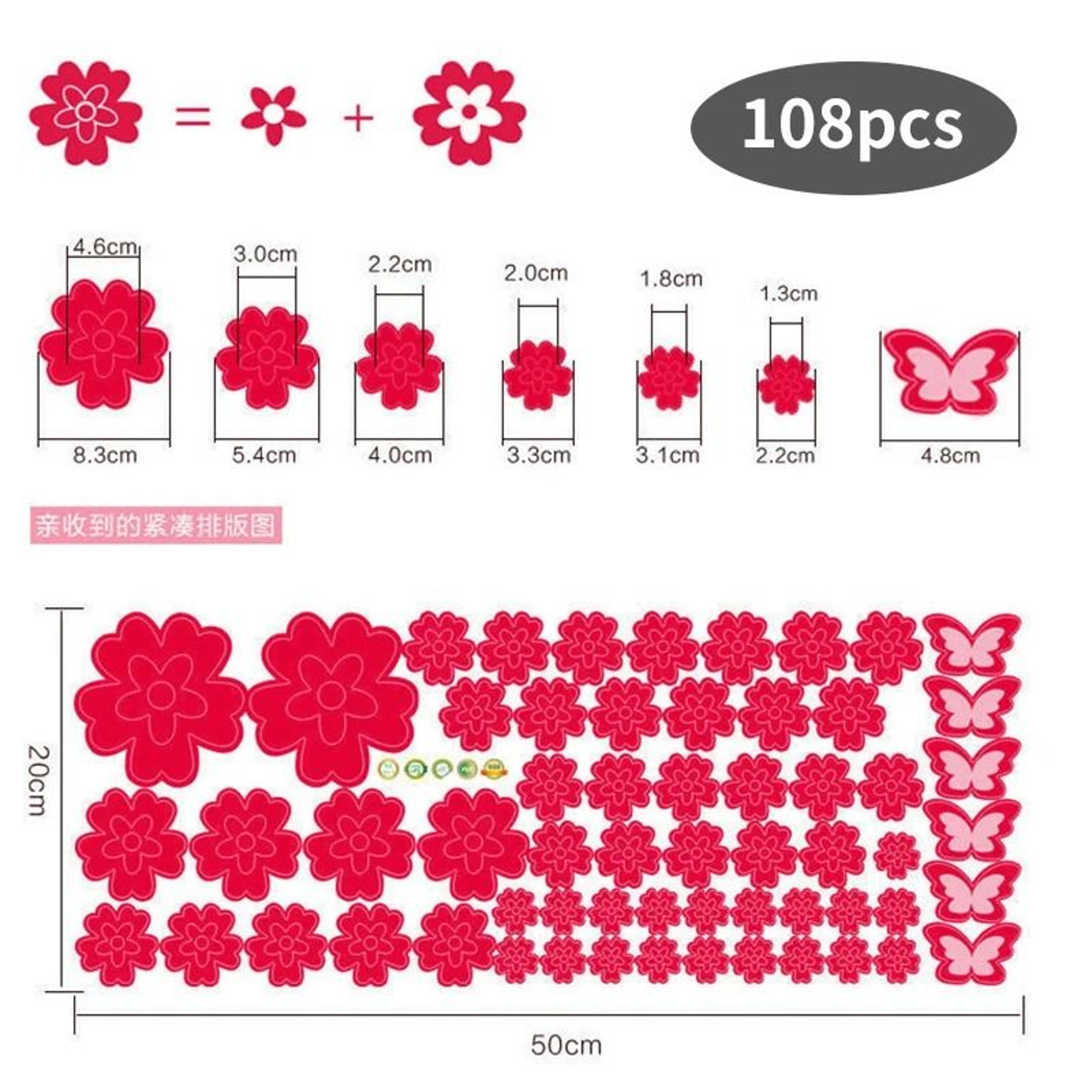 Botanical Floral Art Wall Decals 108 Piece Pack Self Adhesive Vinyl Stickers For Bedroom Living Roo 16