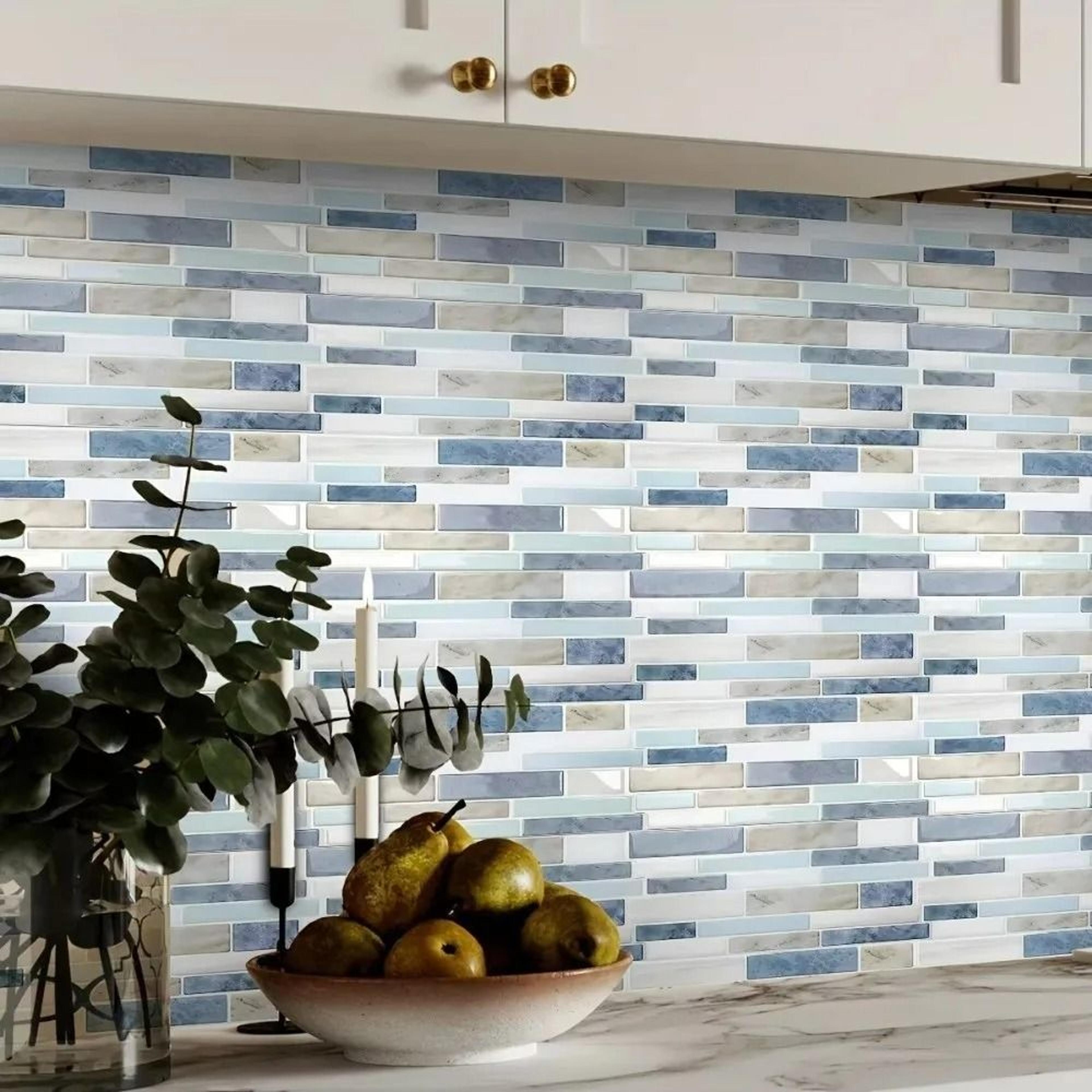 Glossy Stone Mosaic Surface Sheets Waterproof Oil Proof Self Adhesive Wall Tiles For Kitchen And Ba 3