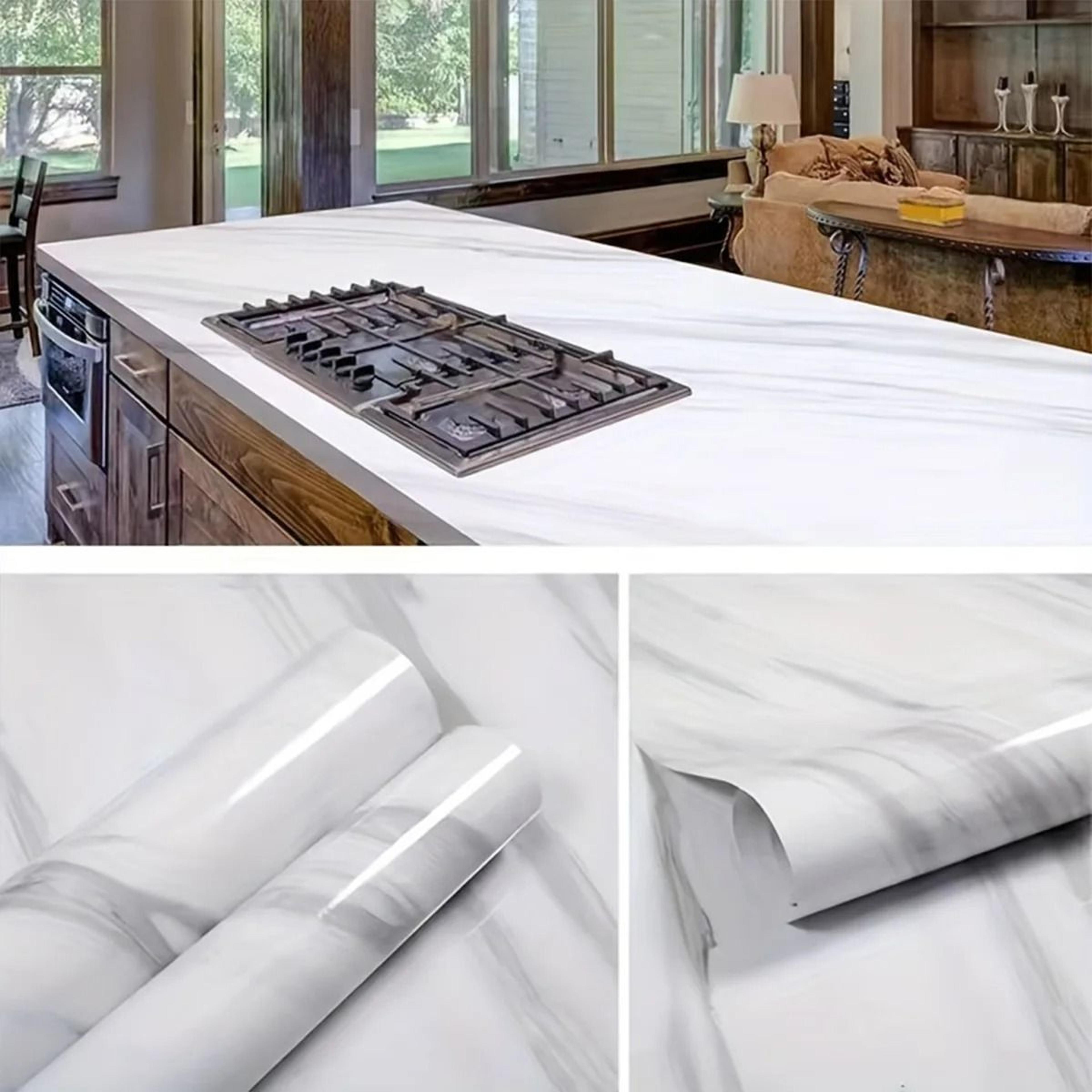 Glossy Black And White Marble Surface Wrap Oil Proof Heat Resistant Waterproof Self Adhesive Vinyl  3