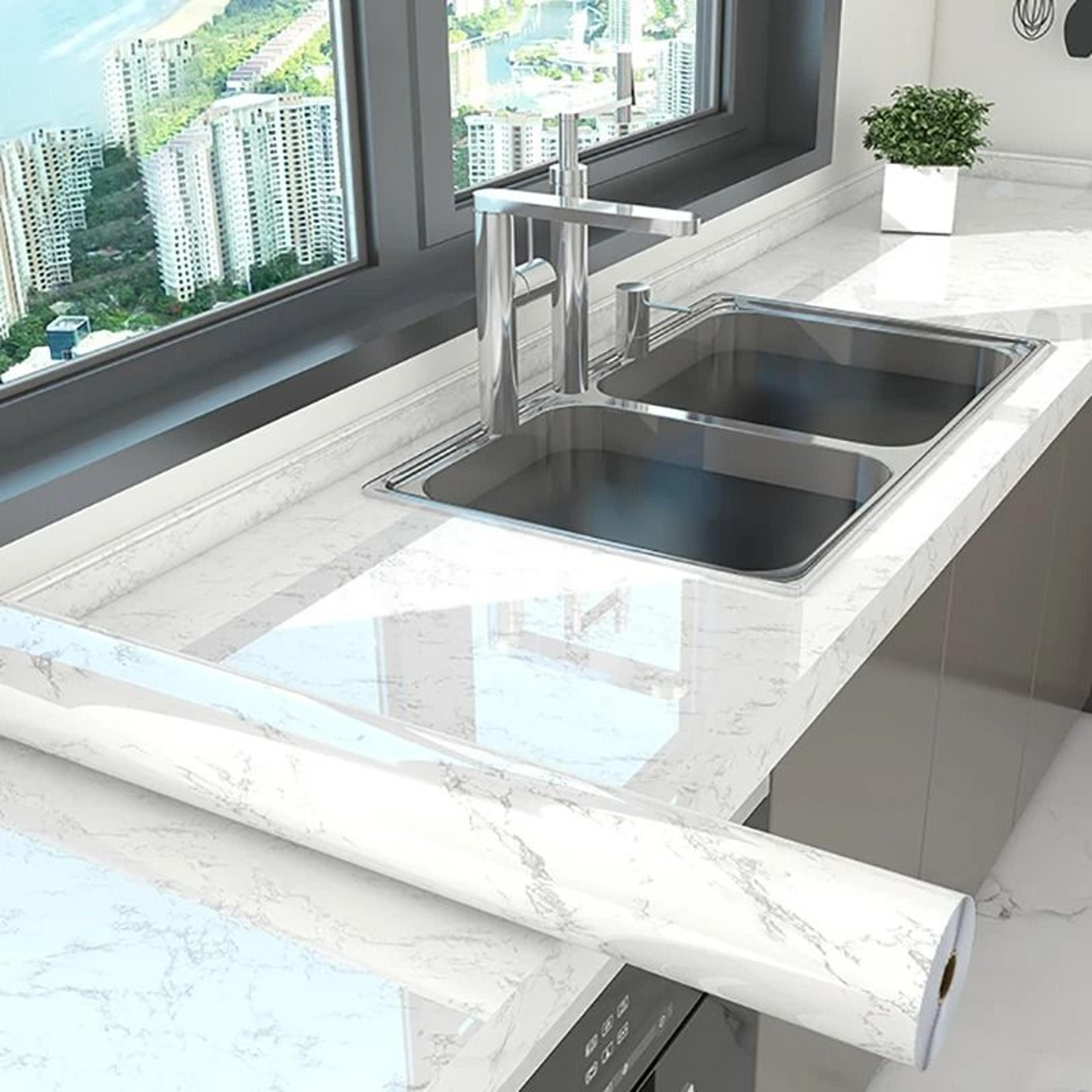 Waterproof Marble Surface Covering Oil Proof Self Adhesive Vinyl Countertop Film For Kitchen Cabine 8