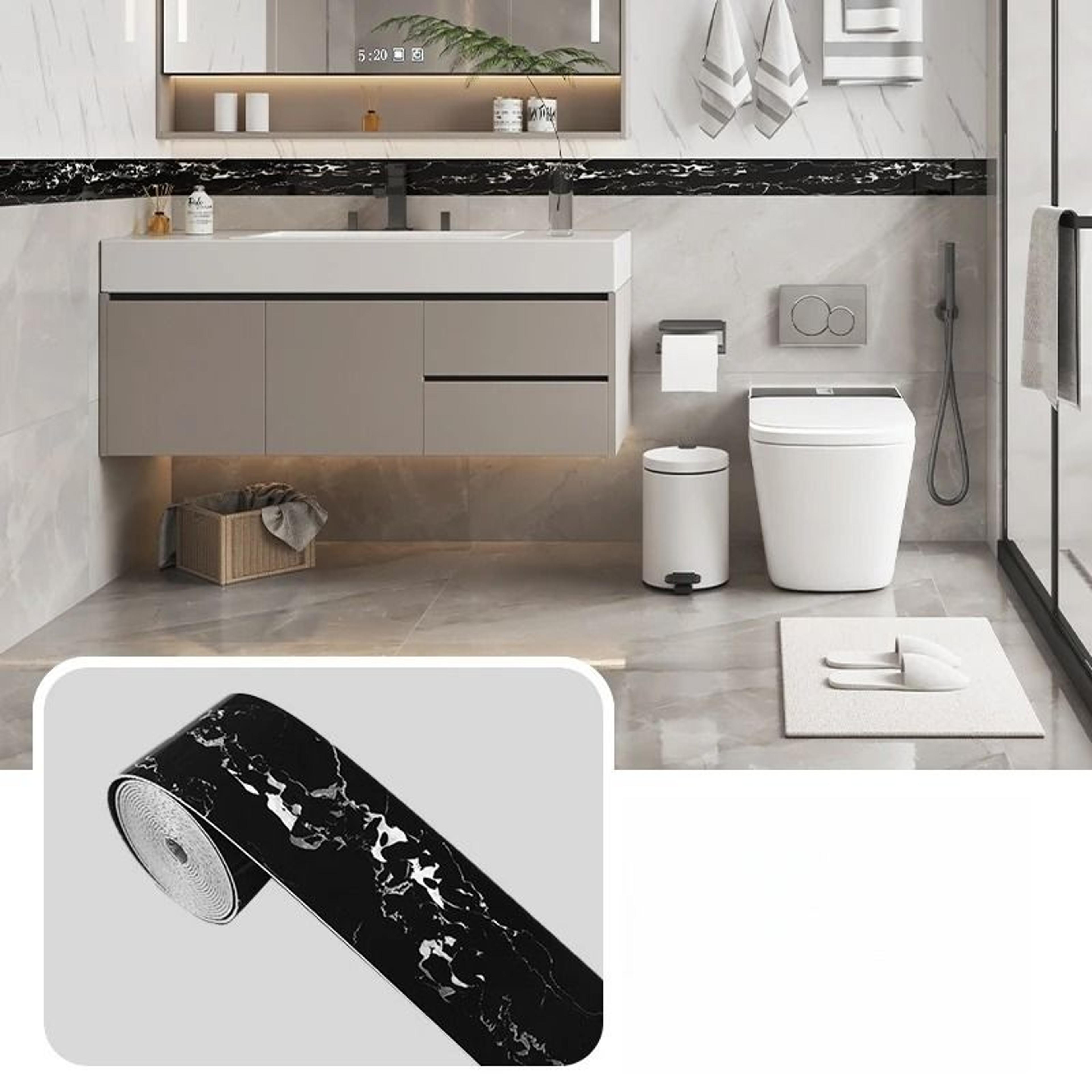 Glossy Stone Pattern Border Ribbon Waterproof Self Adhesive PVC Skirting Board And Window Sill Prot 12