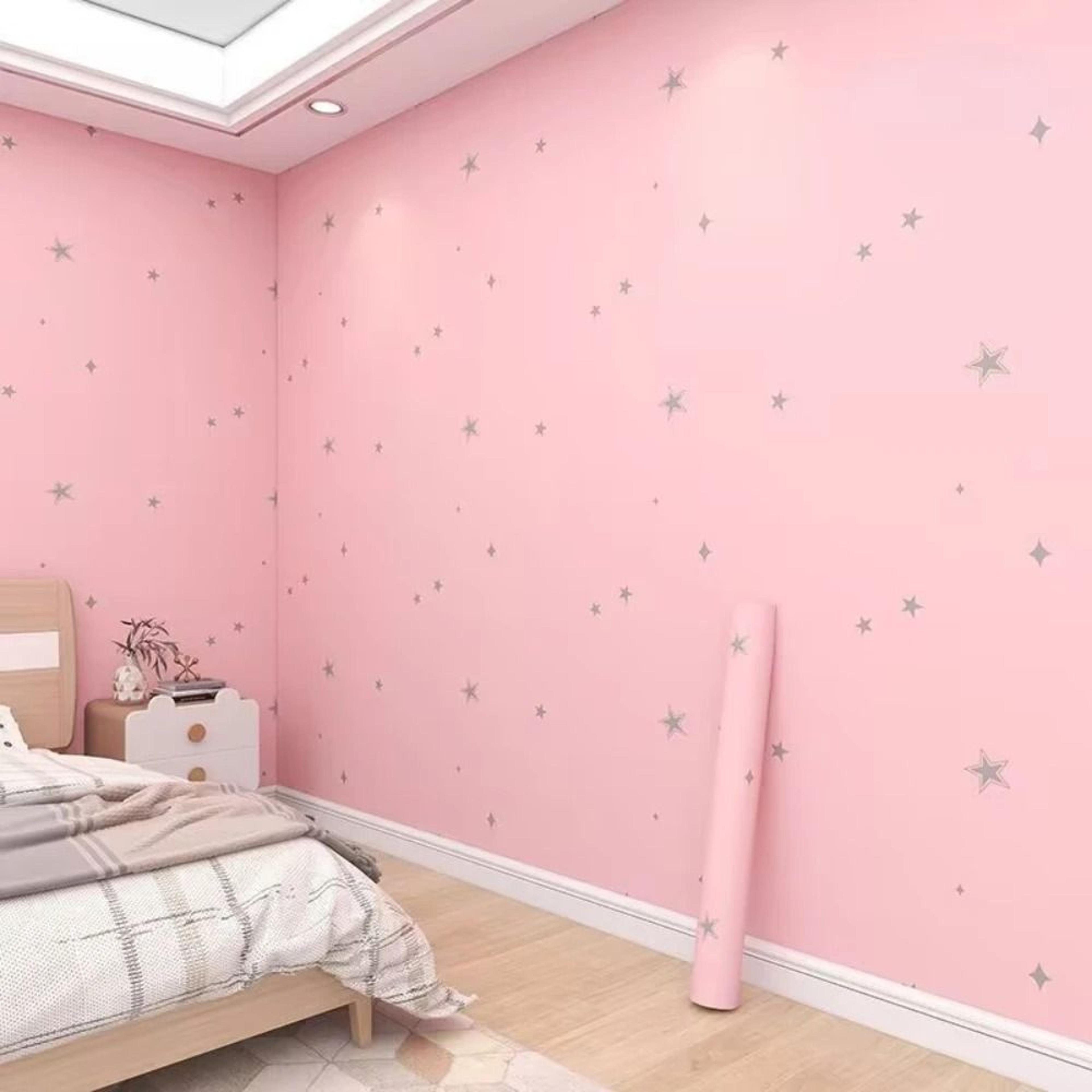 Pink Star Pattern Waterproof Self Adhesive PVC Contact Paper For Children Room And Bedroom Decor 2